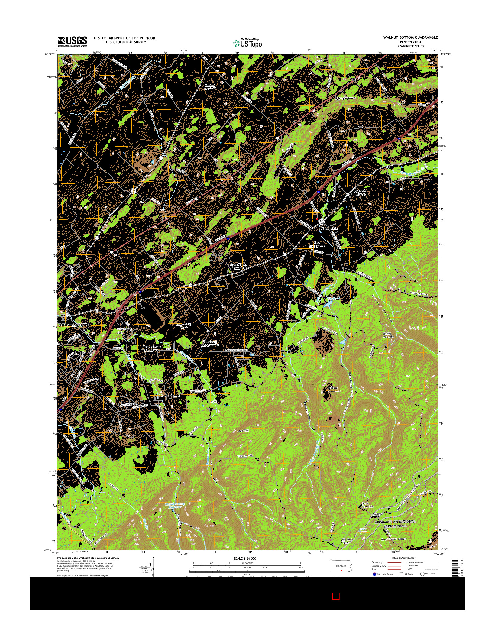 USGS US TOPO 7.5-MINUTE MAP FOR WALNUT BOTTOM, PA 2016