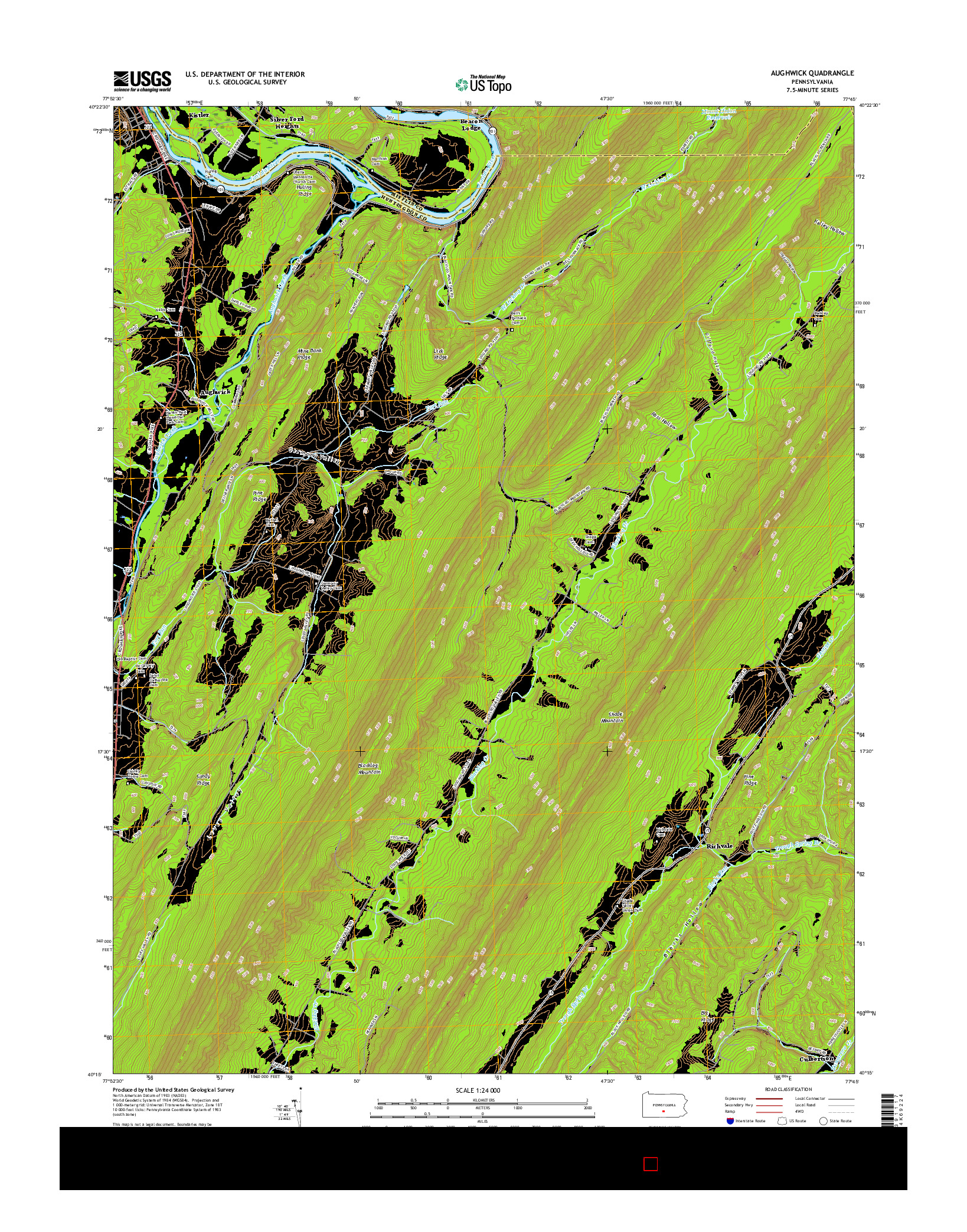 USGS US TOPO 7.5-MINUTE MAP FOR AUGHWICK, PA 2016