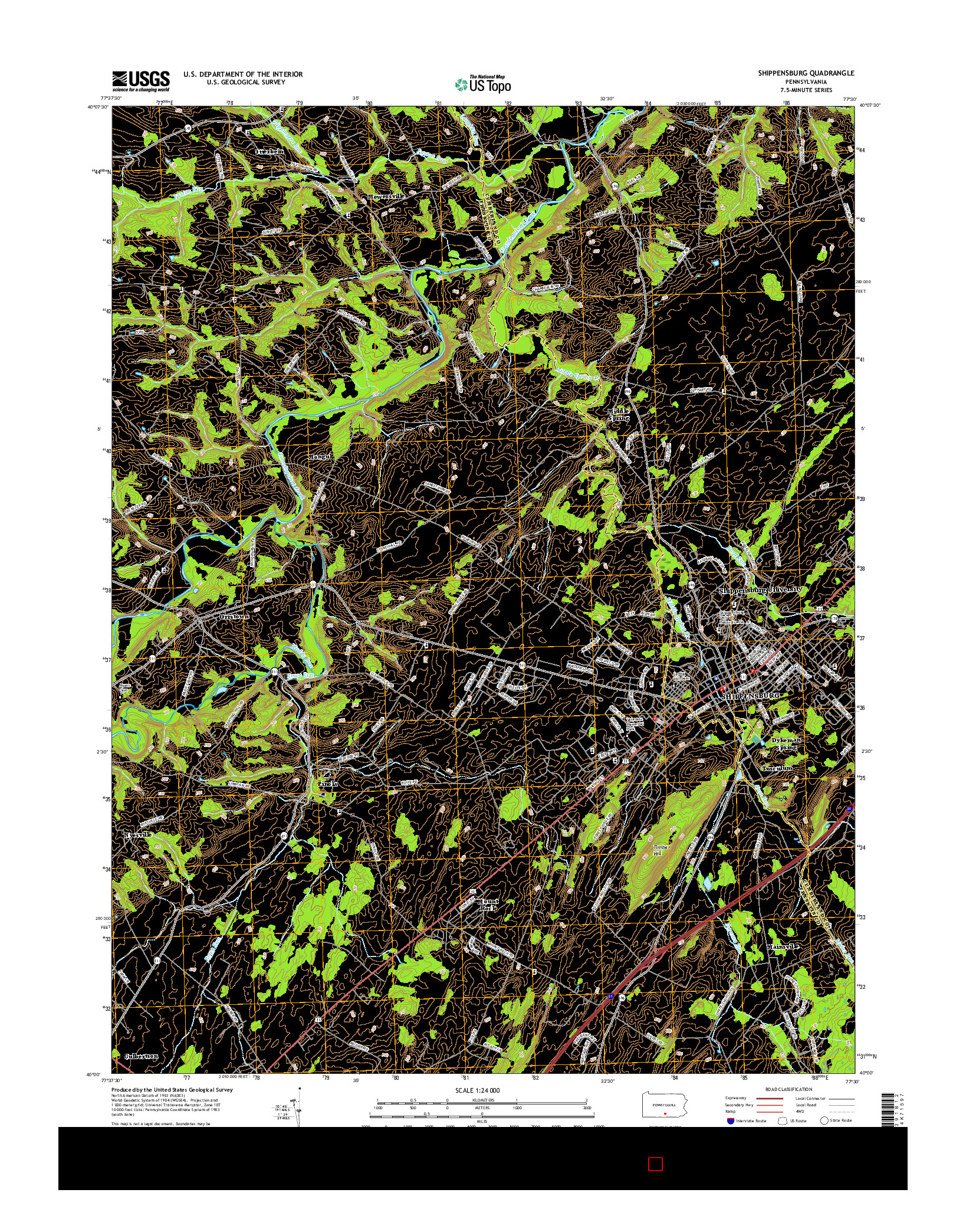 USGS US TOPO 7.5-MINUTE MAP FOR SHIPPENSBURG, PA 2016