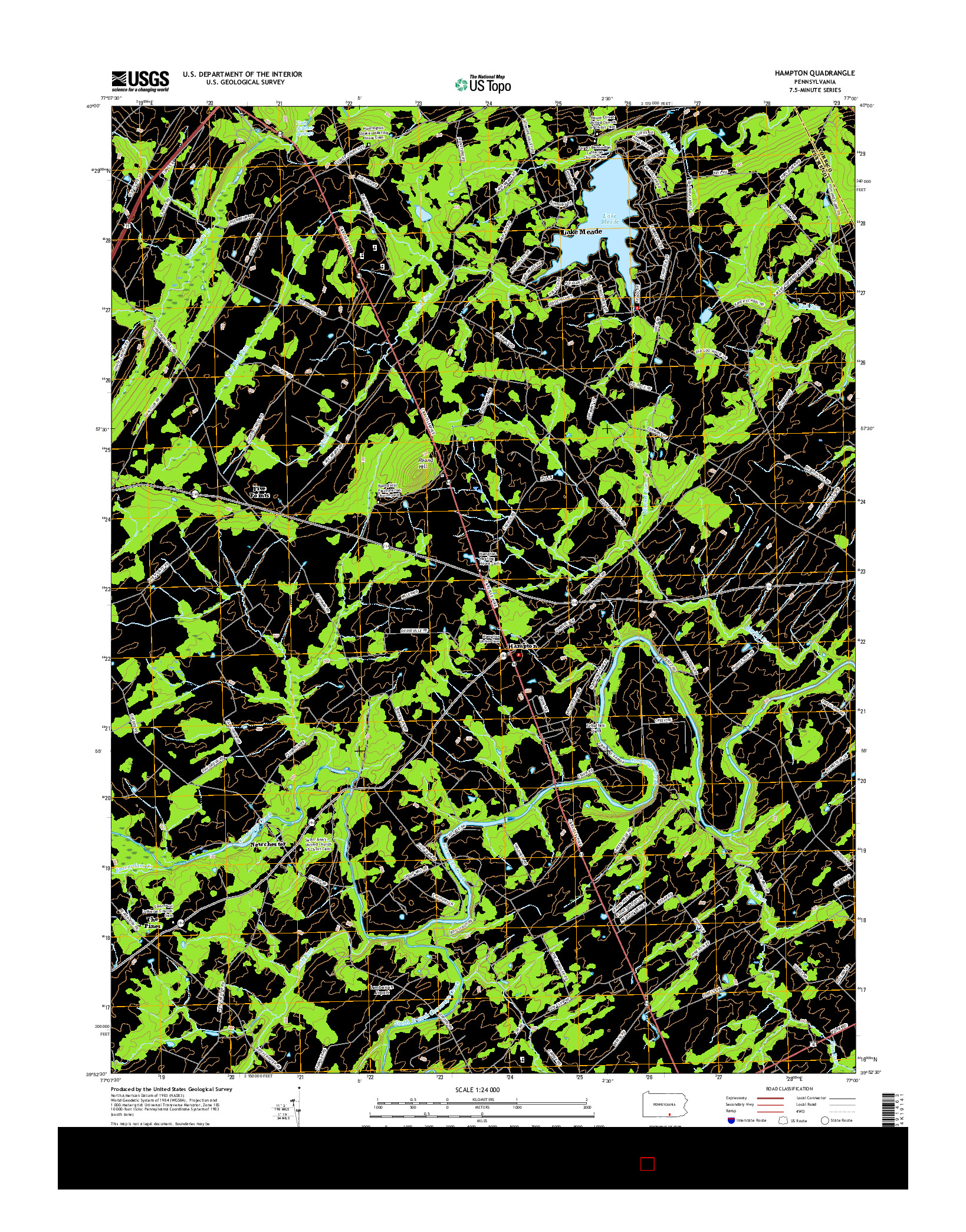 USGS US TOPO 7.5-MINUTE MAP FOR HAMPTON, PA 2016