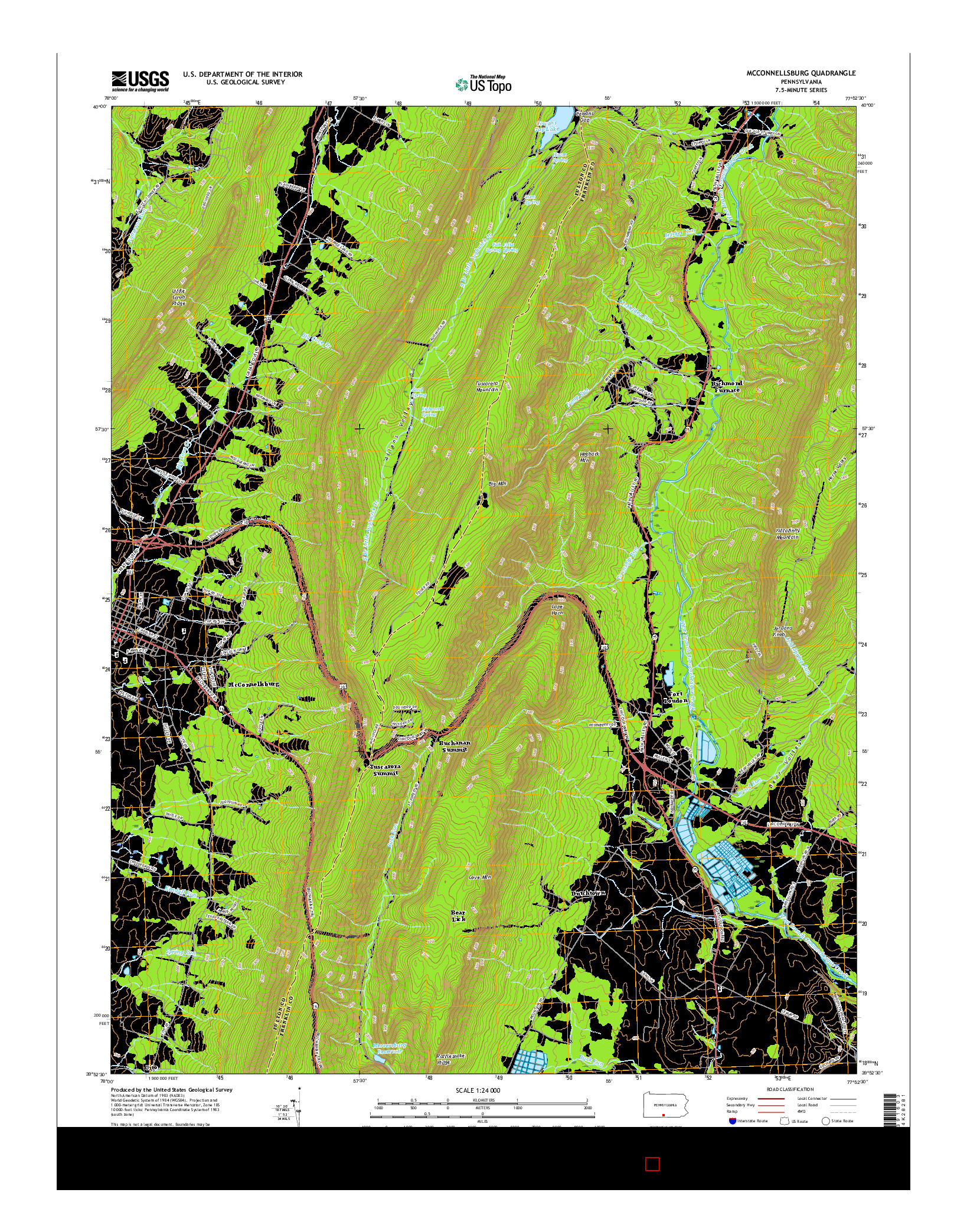 USGS US TOPO 7.5-MINUTE MAP FOR MCCONNELLSBURG, PA 2016