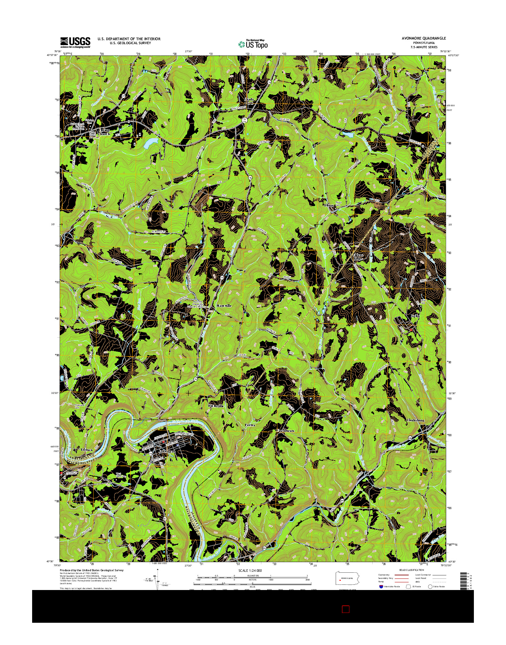 USGS US TOPO 7.5-MINUTE MAP FOR AVONMORE, PA 2016