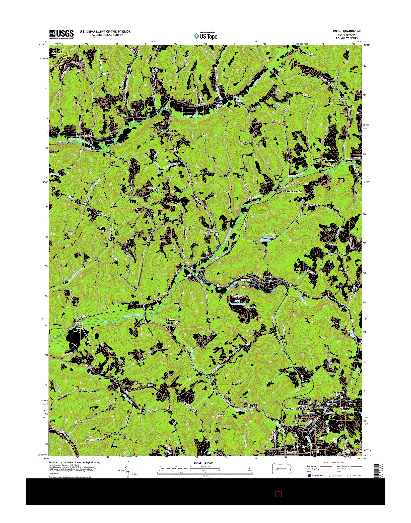 USGS US TOPO 7.5-MINUTE MAP FOR ERNEST, PA 2016