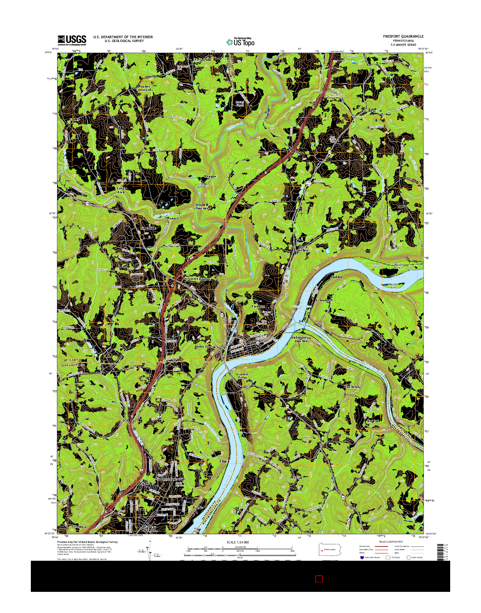 USGS US TOPO 7.5-MINUTE MAP FOR FREEPORT, PA 2016