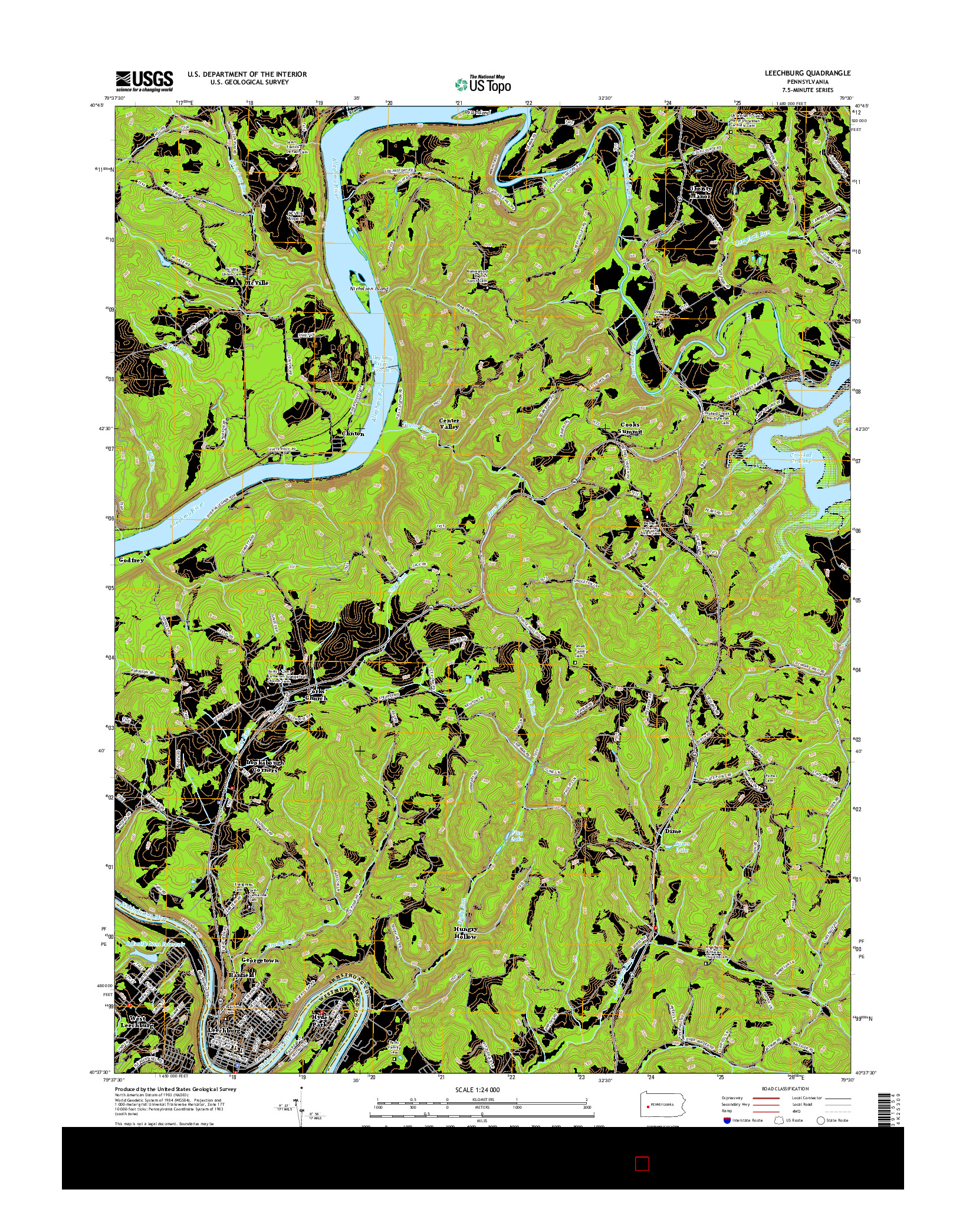 USGS US TOPO 7.5-MINUTE MAP FOR LEECHBURG, PA 2016