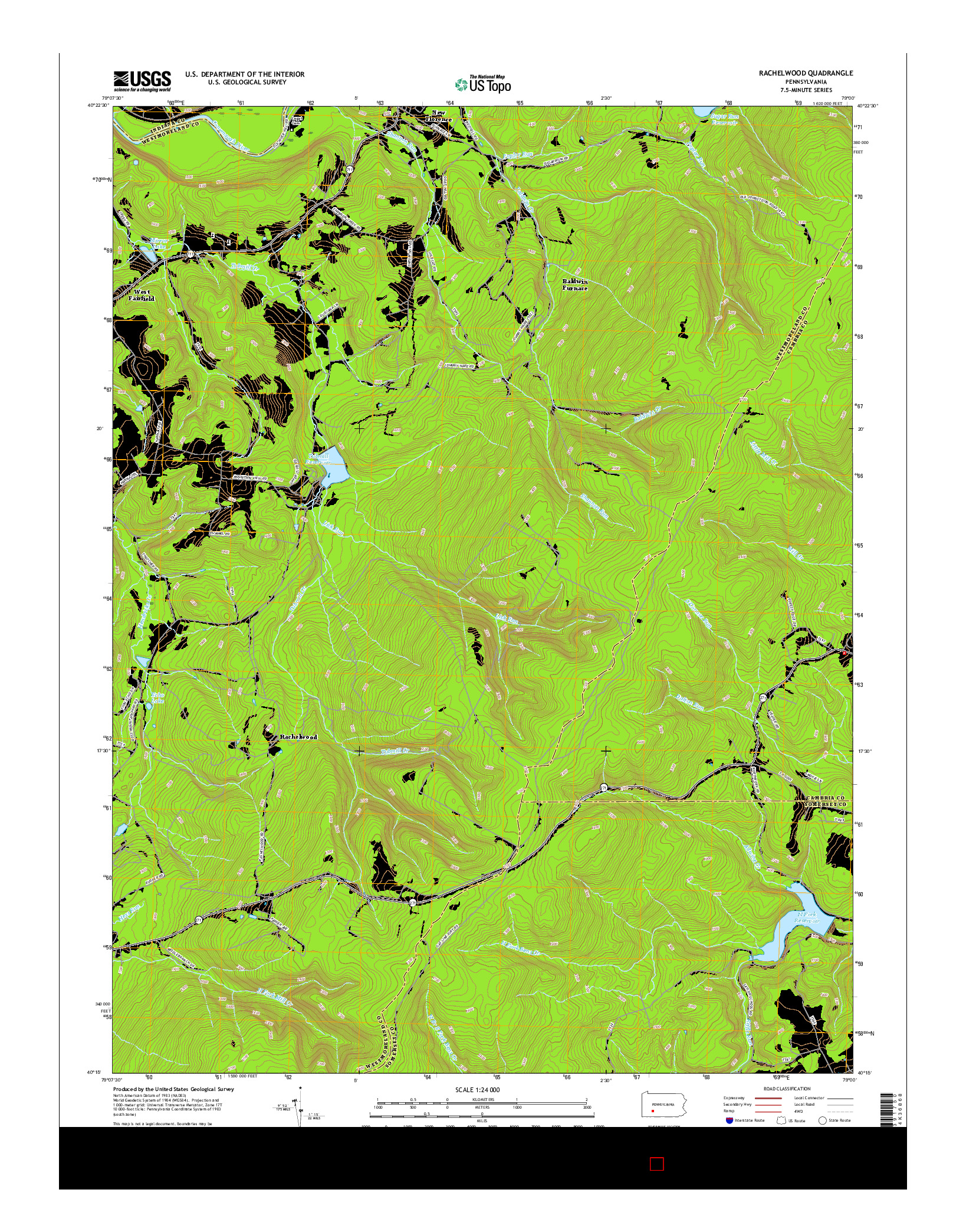 USGS US TOPO 7.5-MINUTE MAP FOR RACHELWOOD, PA 2016