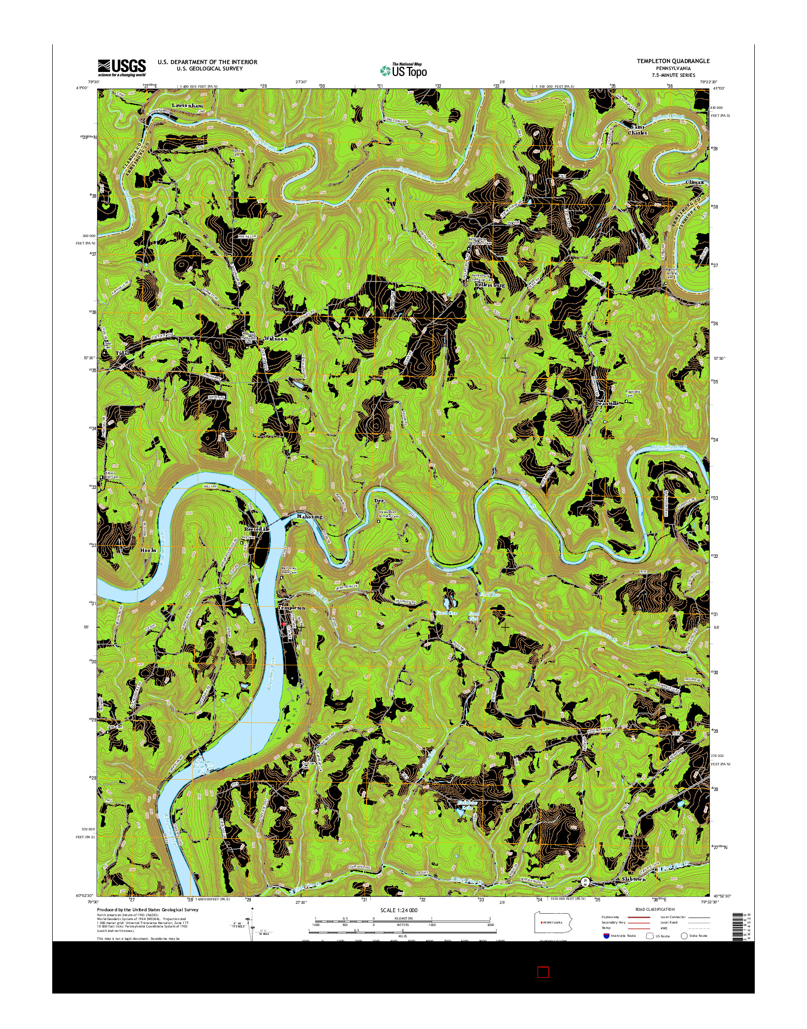 USGS US TOPO 7.5-MINUTE MAP FOR TEMPLETON, PA 2016