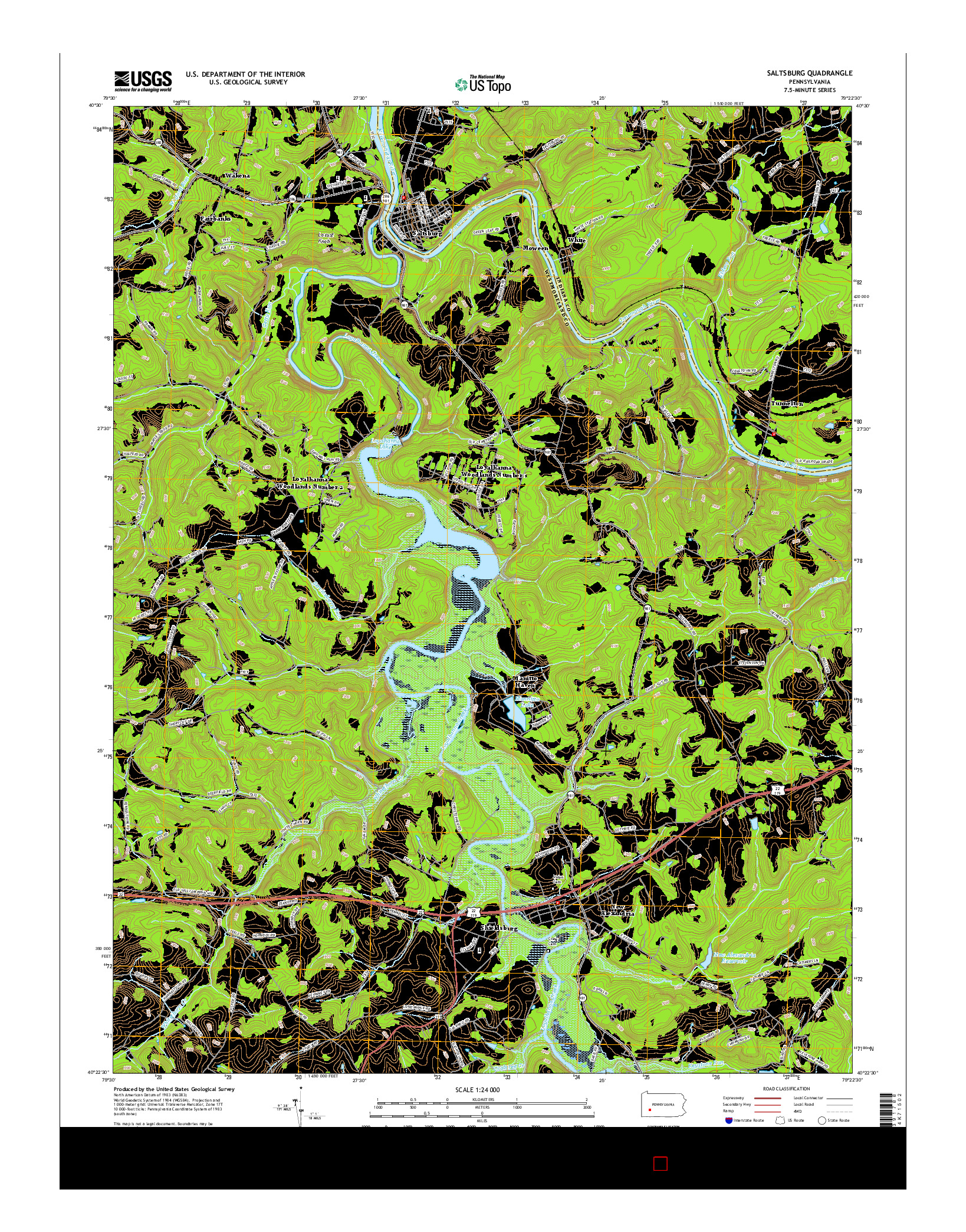 USGS US TOPO 7.5-MINUTE MAP FOR SALTSBURG, PA 2016