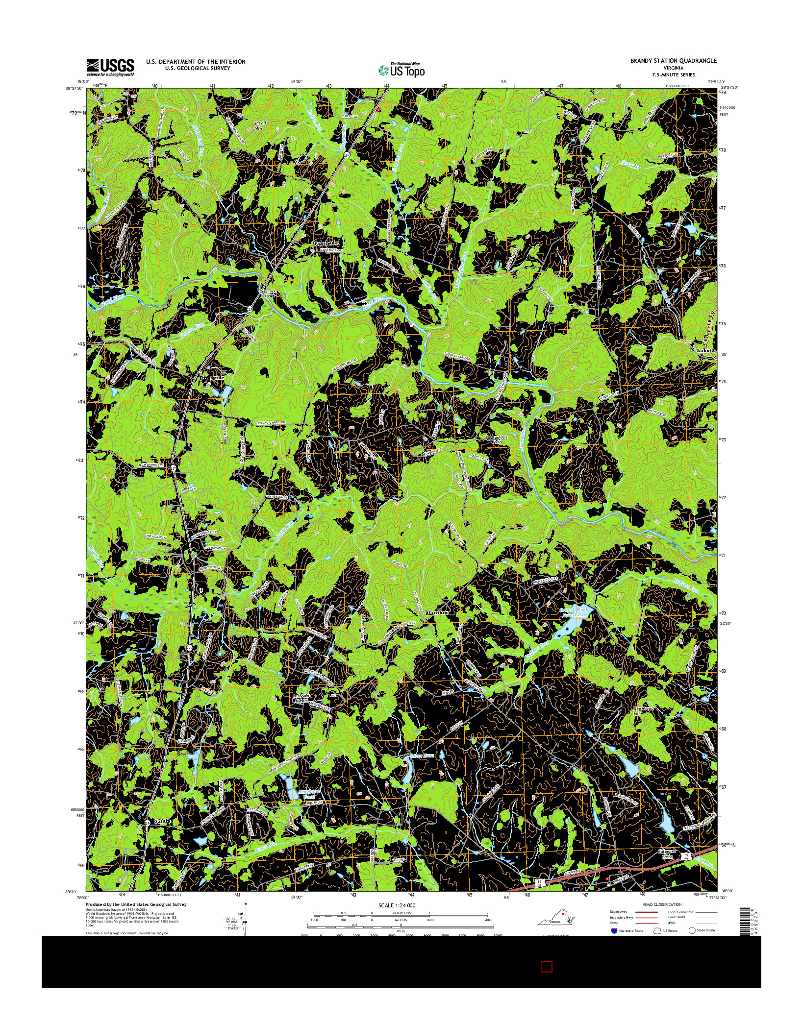 USGS US TOPO 7.5-MINUTE MAP FOR BRANDY STATION, VA 2016