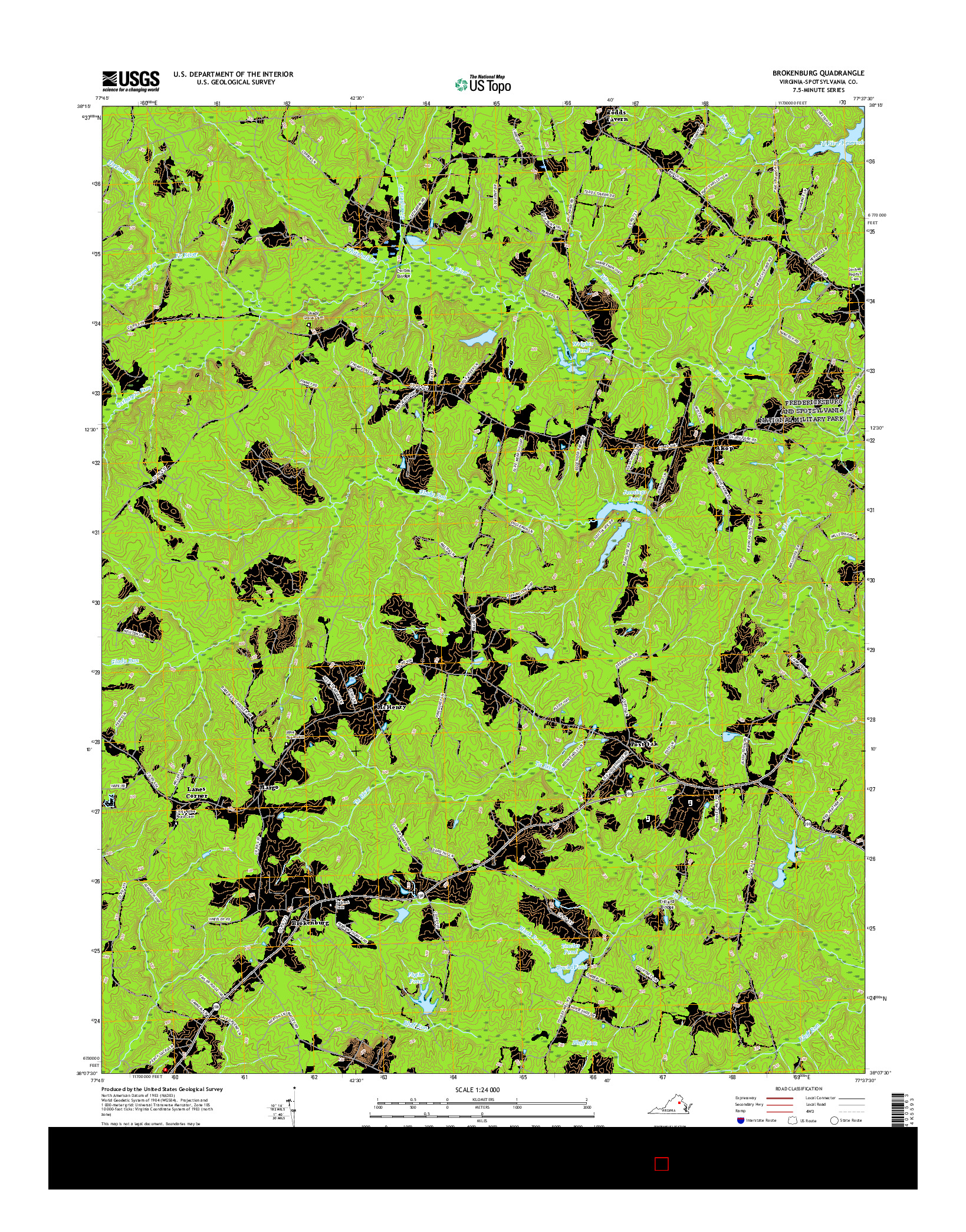 USGS US TOPO 7.5-MINUTE MAP FOR BROKENBURG, VA 2016