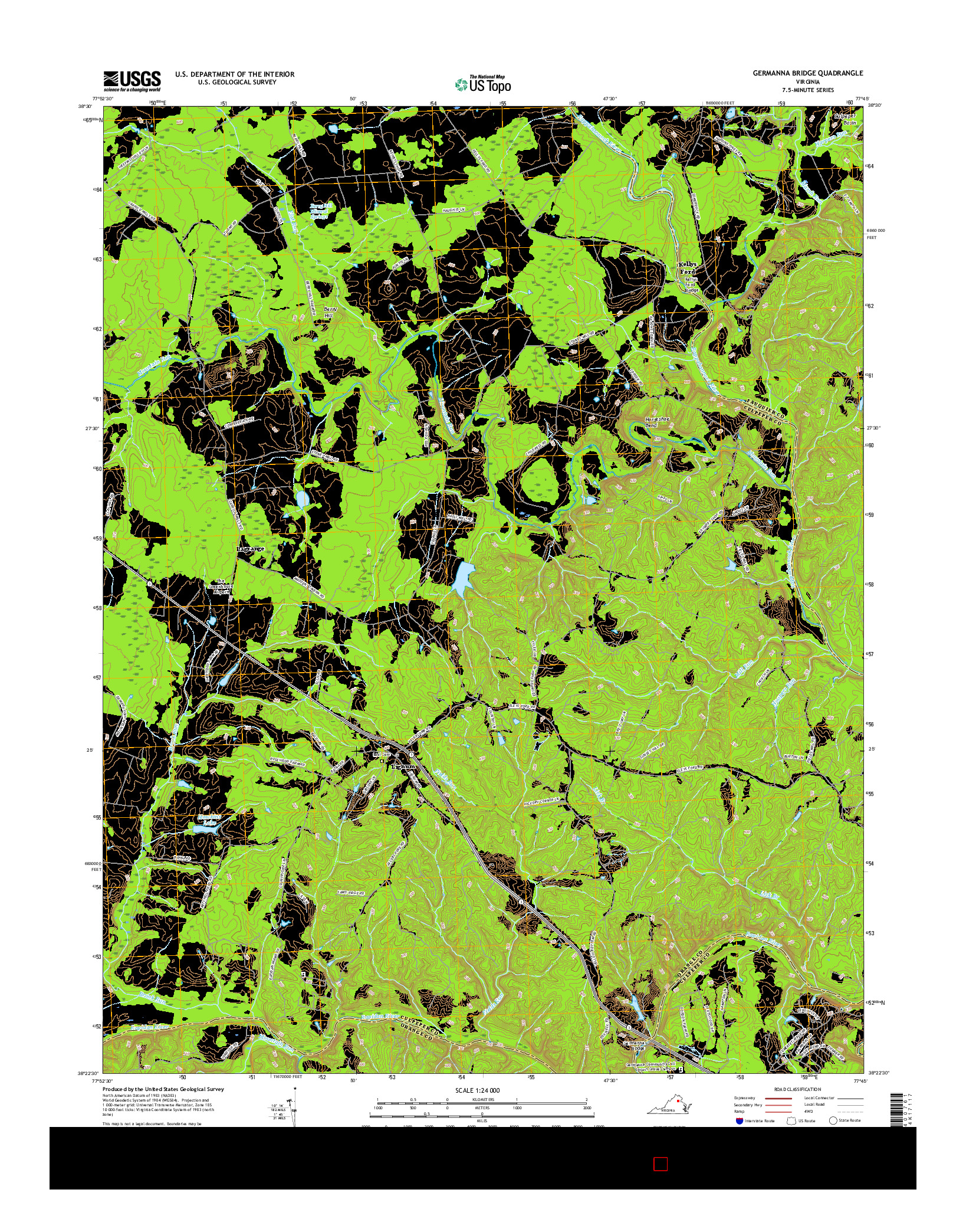 USGS US TOPO 7.5-MINUTE MAP FOR GERMANNA BRIDGE, VA 2016