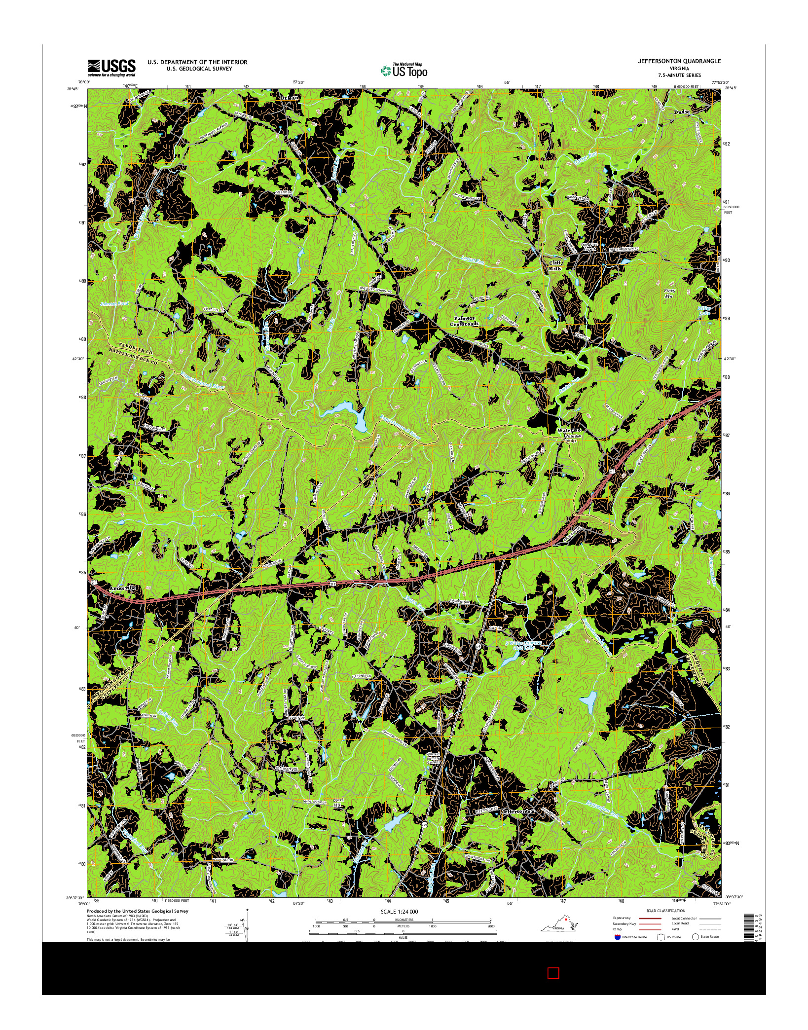 USGS US TOPO 7.5-MINUTE MAP FOR JEFFERSONTON, VA 2016