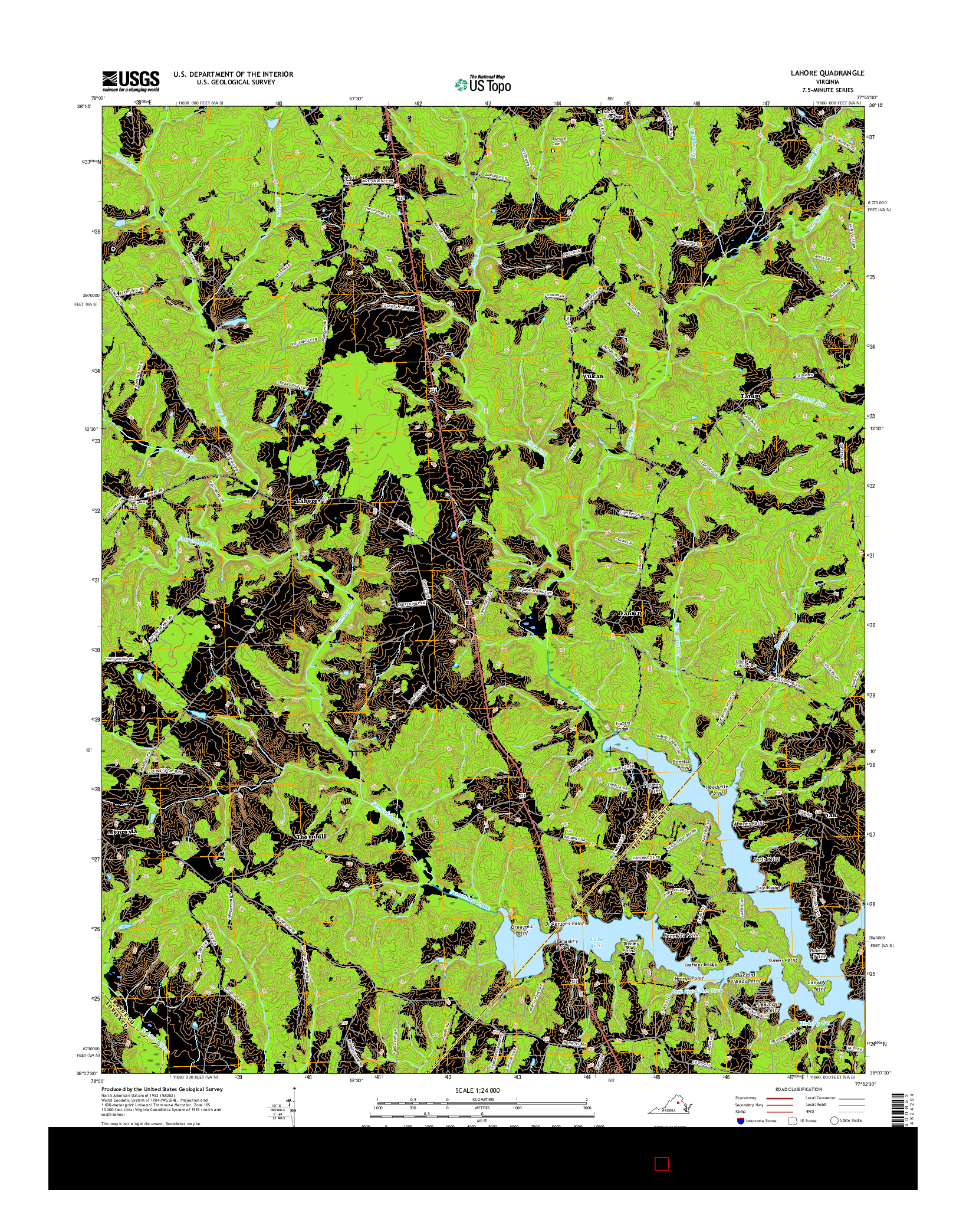 USGS US TOPO 7.5-MINUTE MAP FOR LAHORE, VA 2016
