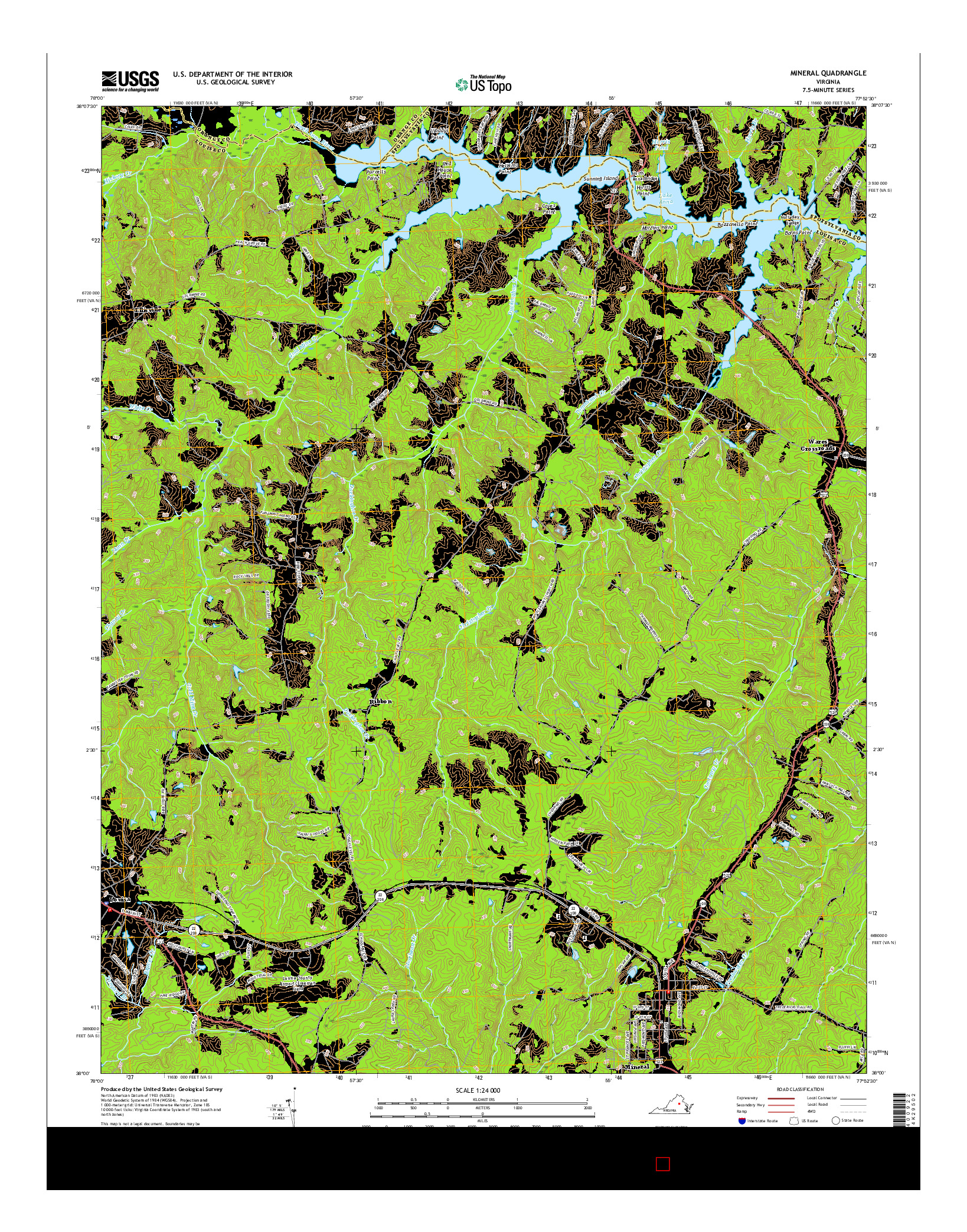 USGS US TOPO 7.5-MINUTE MAP FOR MINERAL, VA 2016
