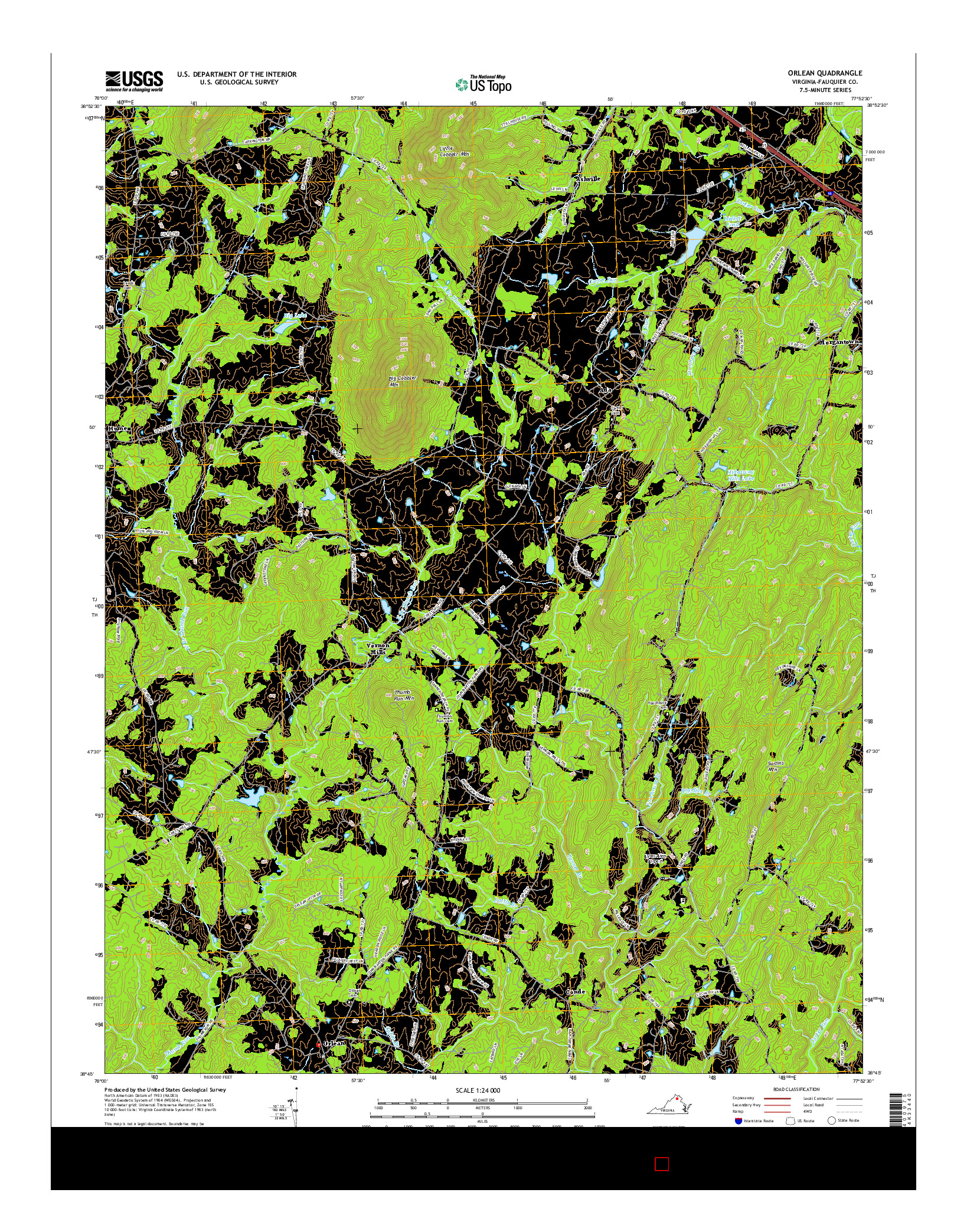 USGS US TOPO 7.5-MINUTE MAP FOR ORLEAN, VA 2016