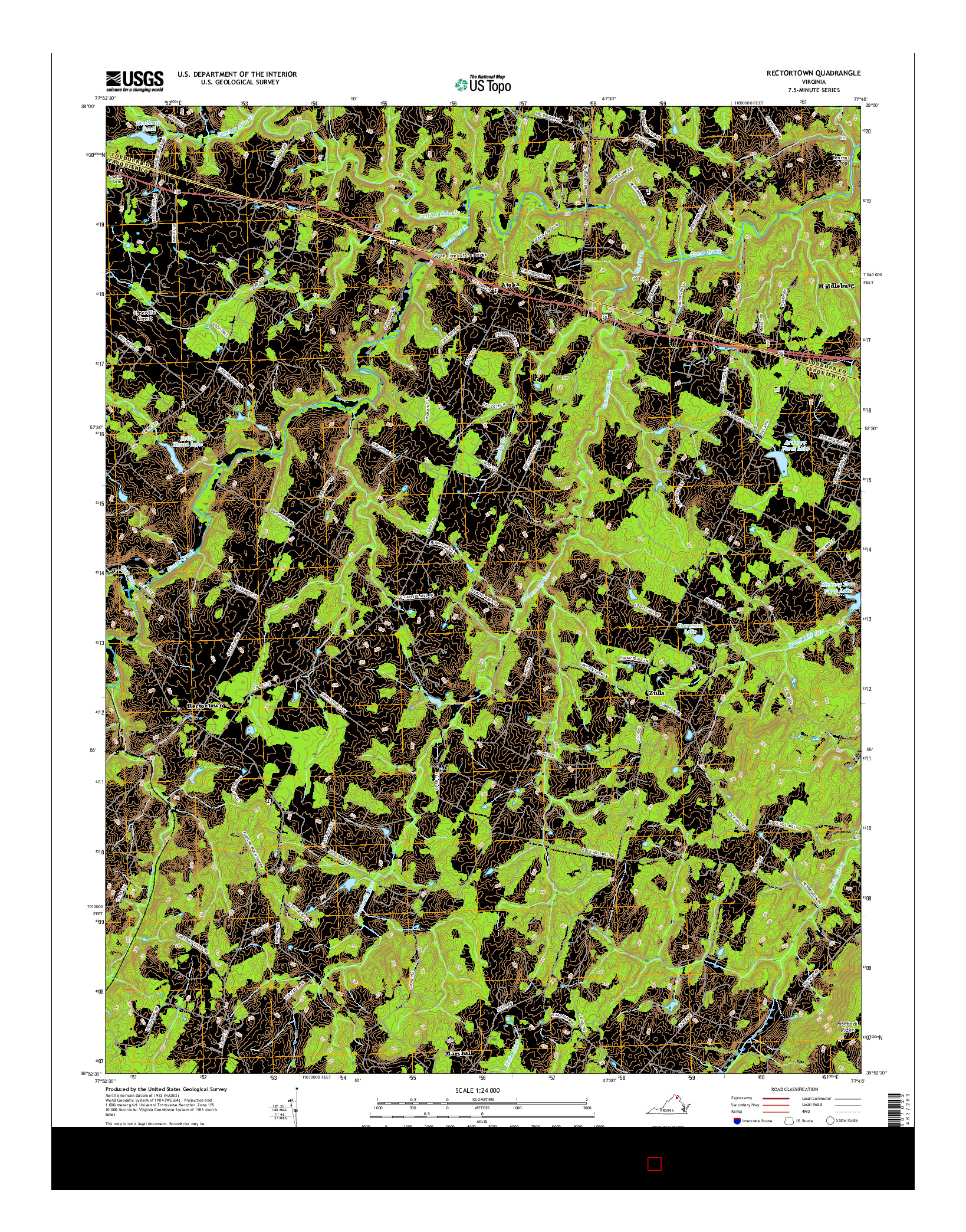 USGS US TOPO 7.5-MINUTE MAP FOR RECTORTOWN, VA 2016