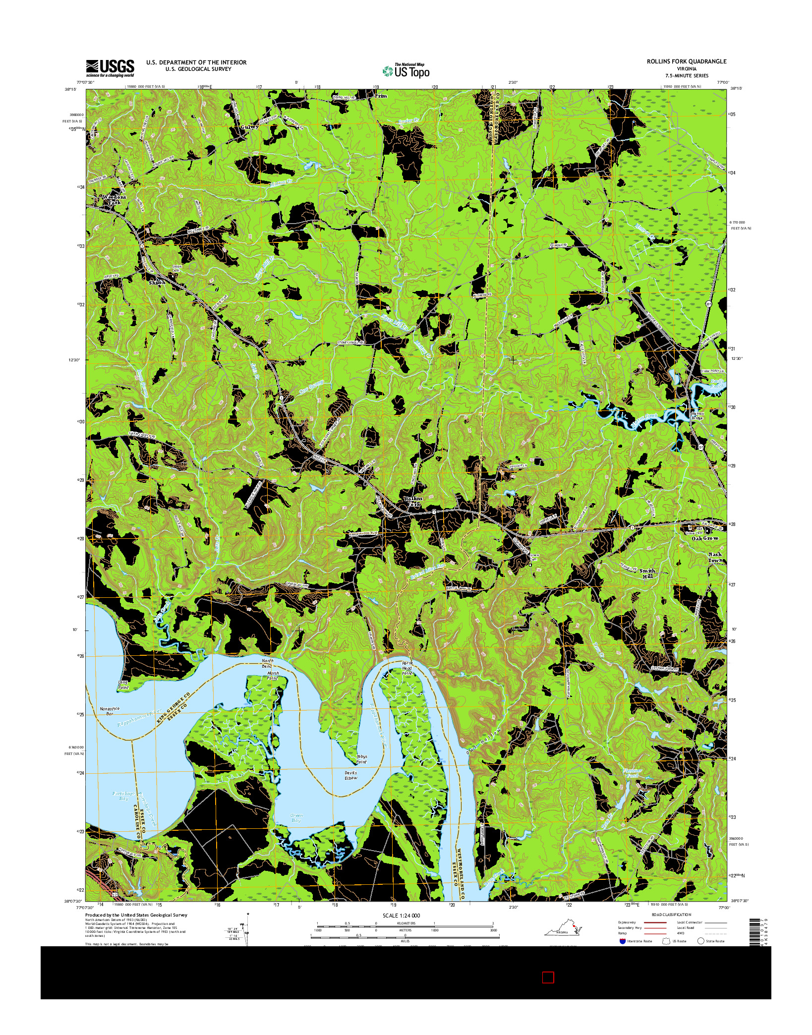 USGS US TOPO 7.5-MINUTE MAP FOR ROLLINS FORK, VA 2016