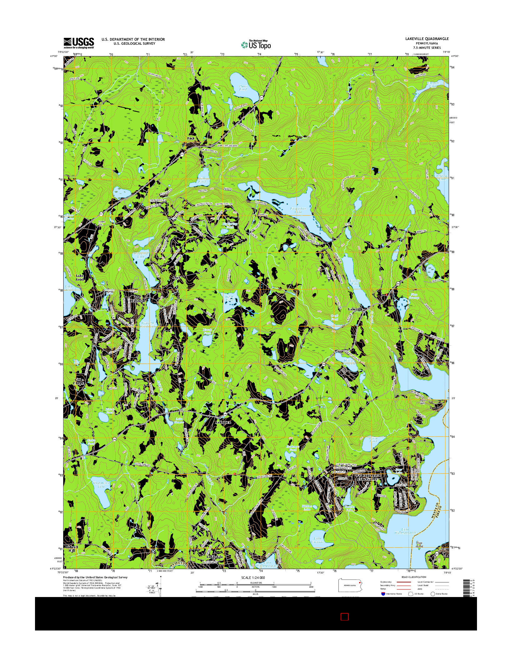 USGS US TOPO 7.5-MINUTE MAP FOR LAKEVILLE, PA 2016