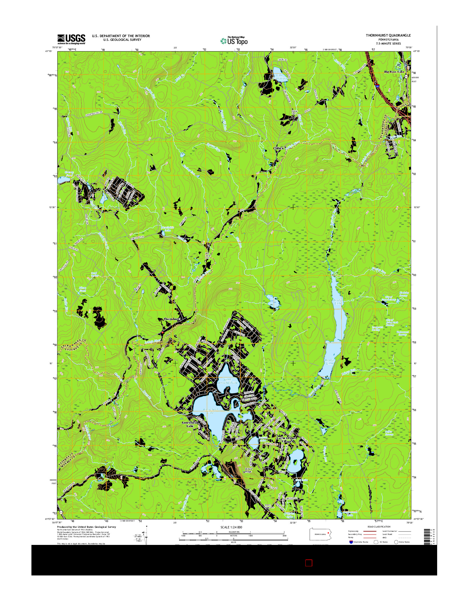 USGS US TOPO 7.5-MINUTE MAP FOR THORNHURST, PA 2016