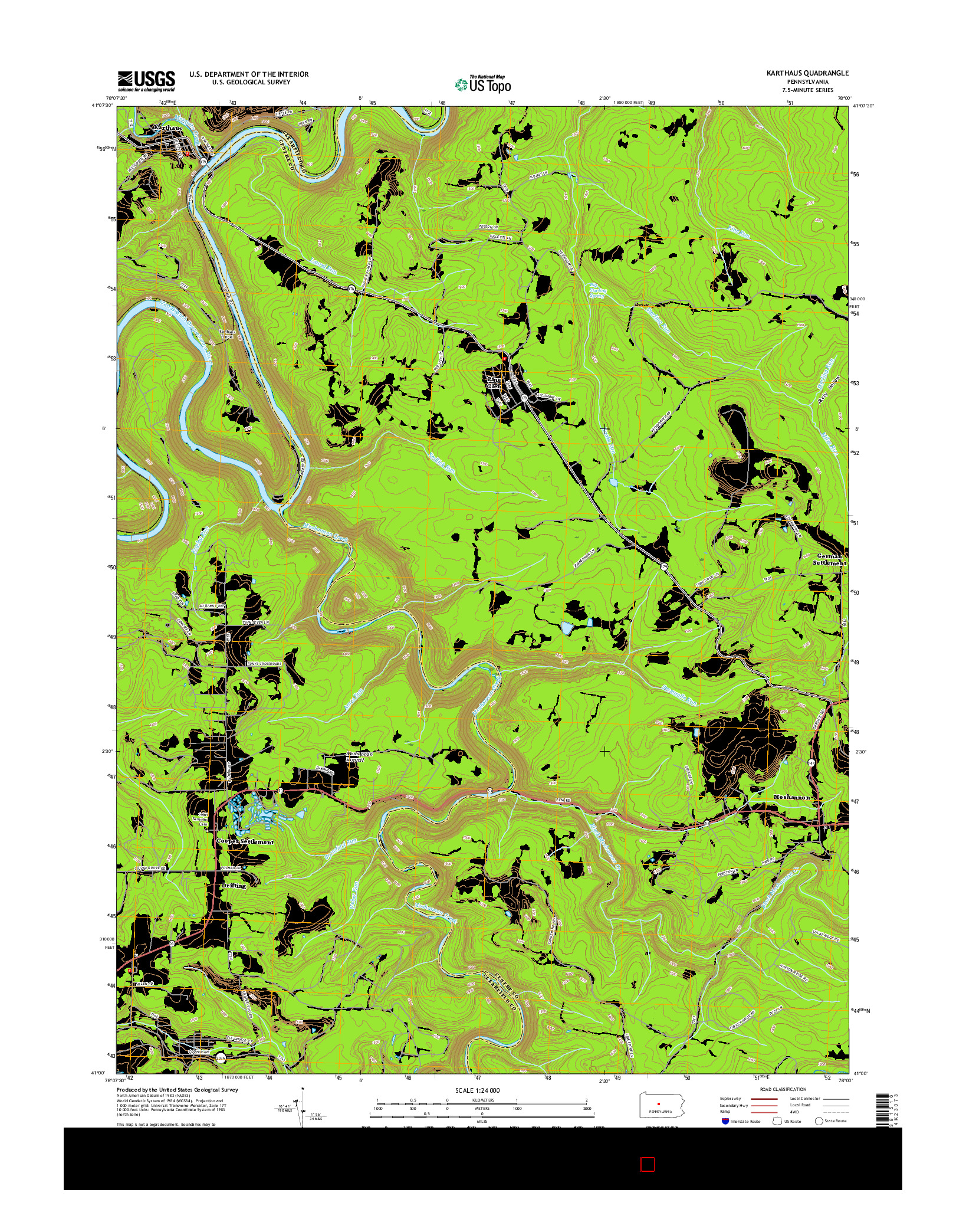 USGS US TOPO 7.5-MINUTE MAP FOR KARTHAUS, PA 2016