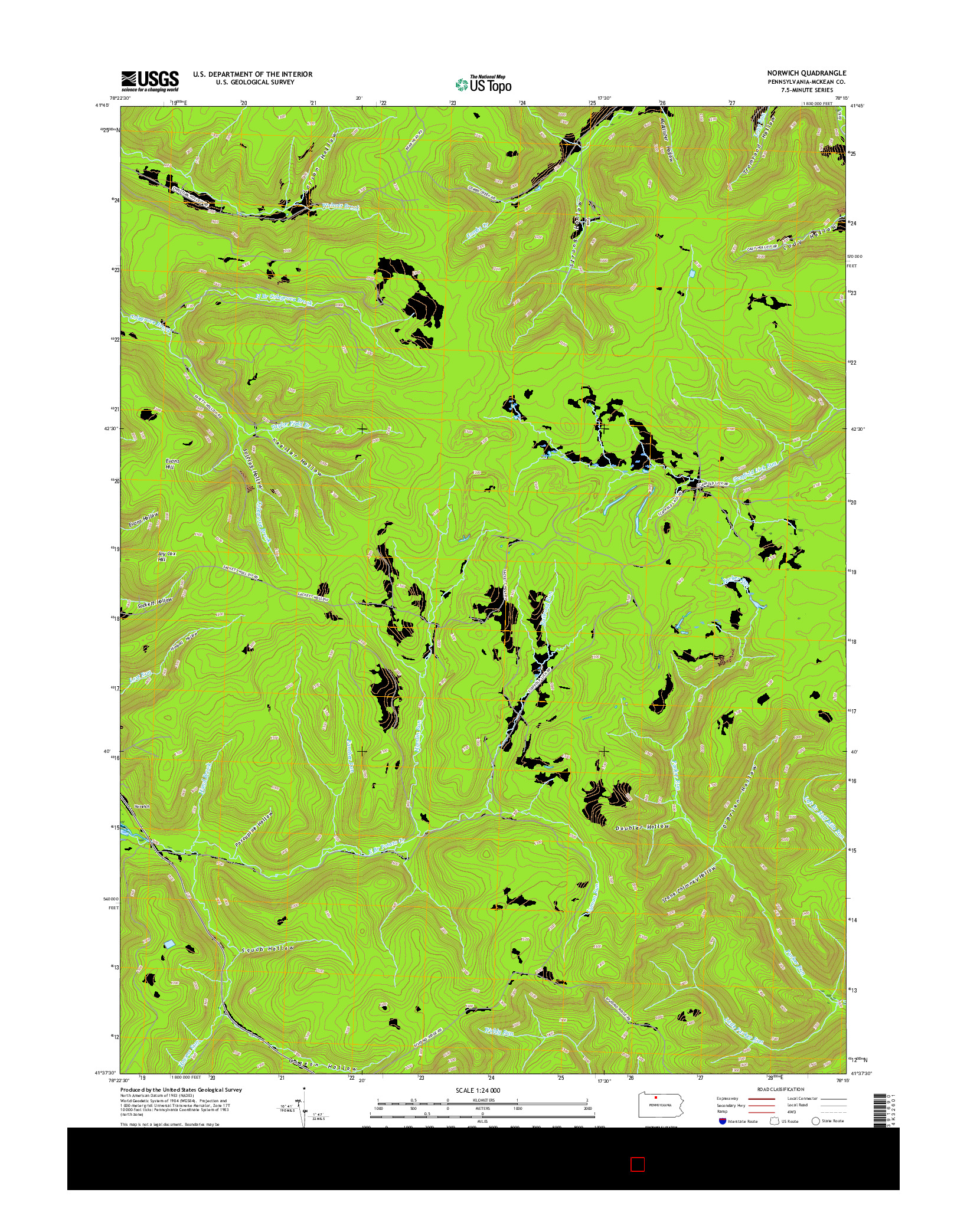 USGS US TOPO 7.5-MINUTE MAP FOR NORWICH, PA 2016