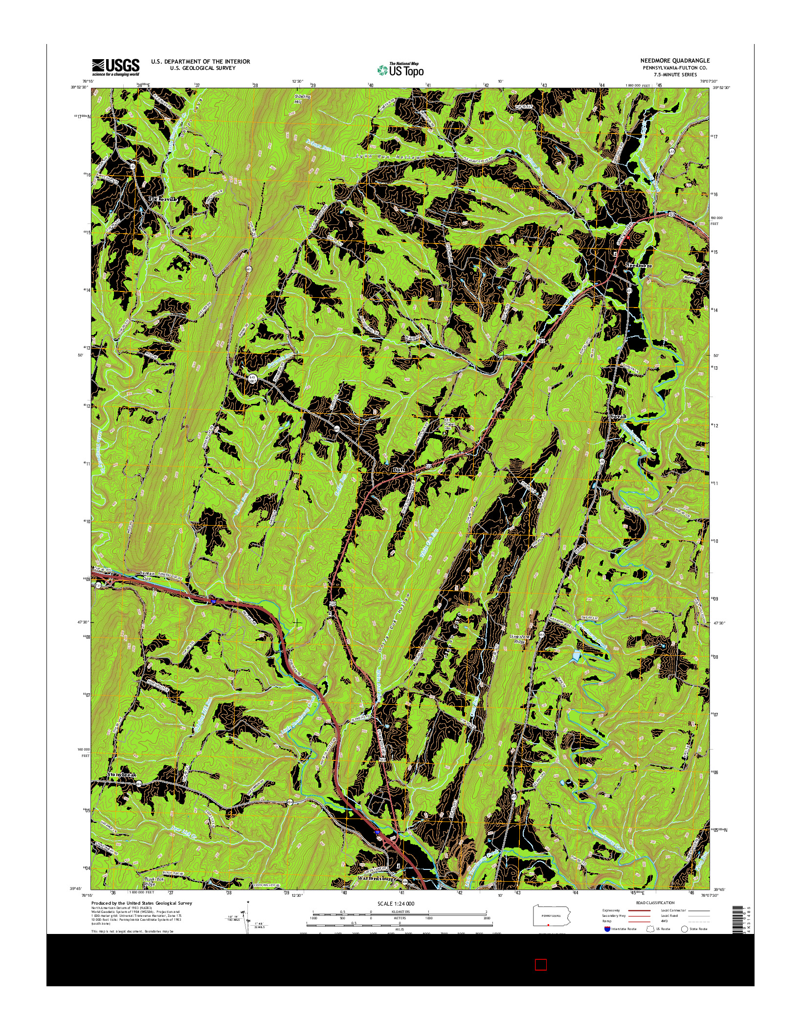 USGS US TOPO 7.5-MINUTE MAP FOR NEEDMORE, PA 2016