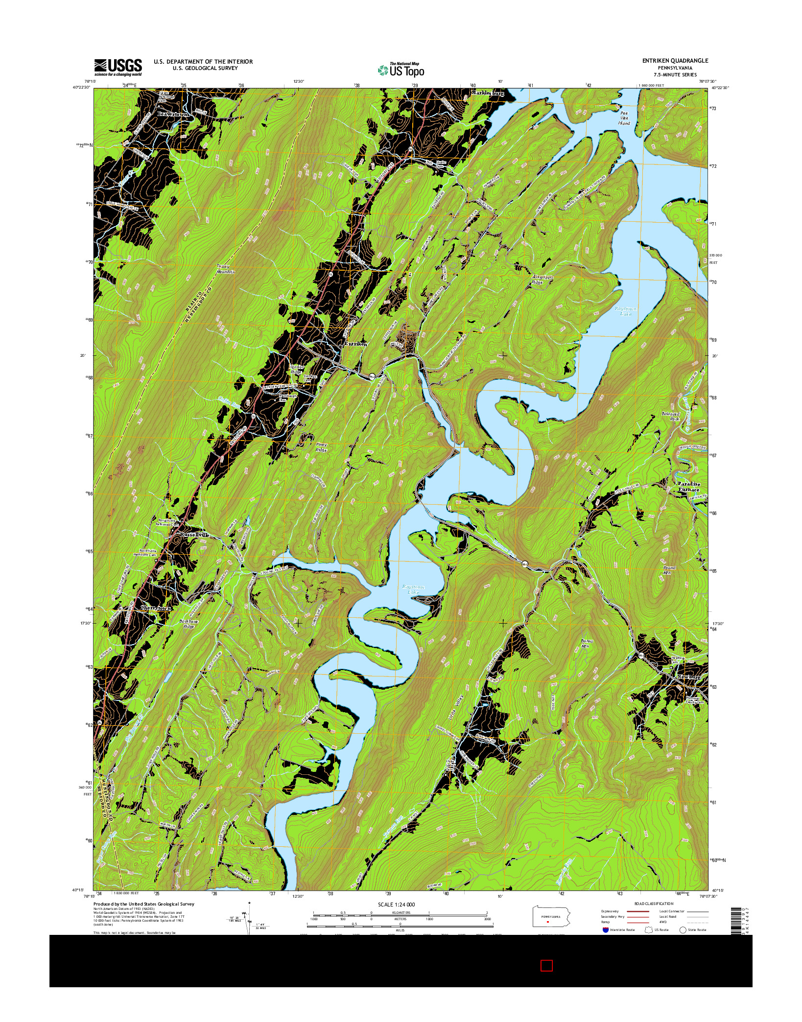 USGS US TOPO 7.5-MINUTE MAP FOR ENTRIKEN, PA 2016