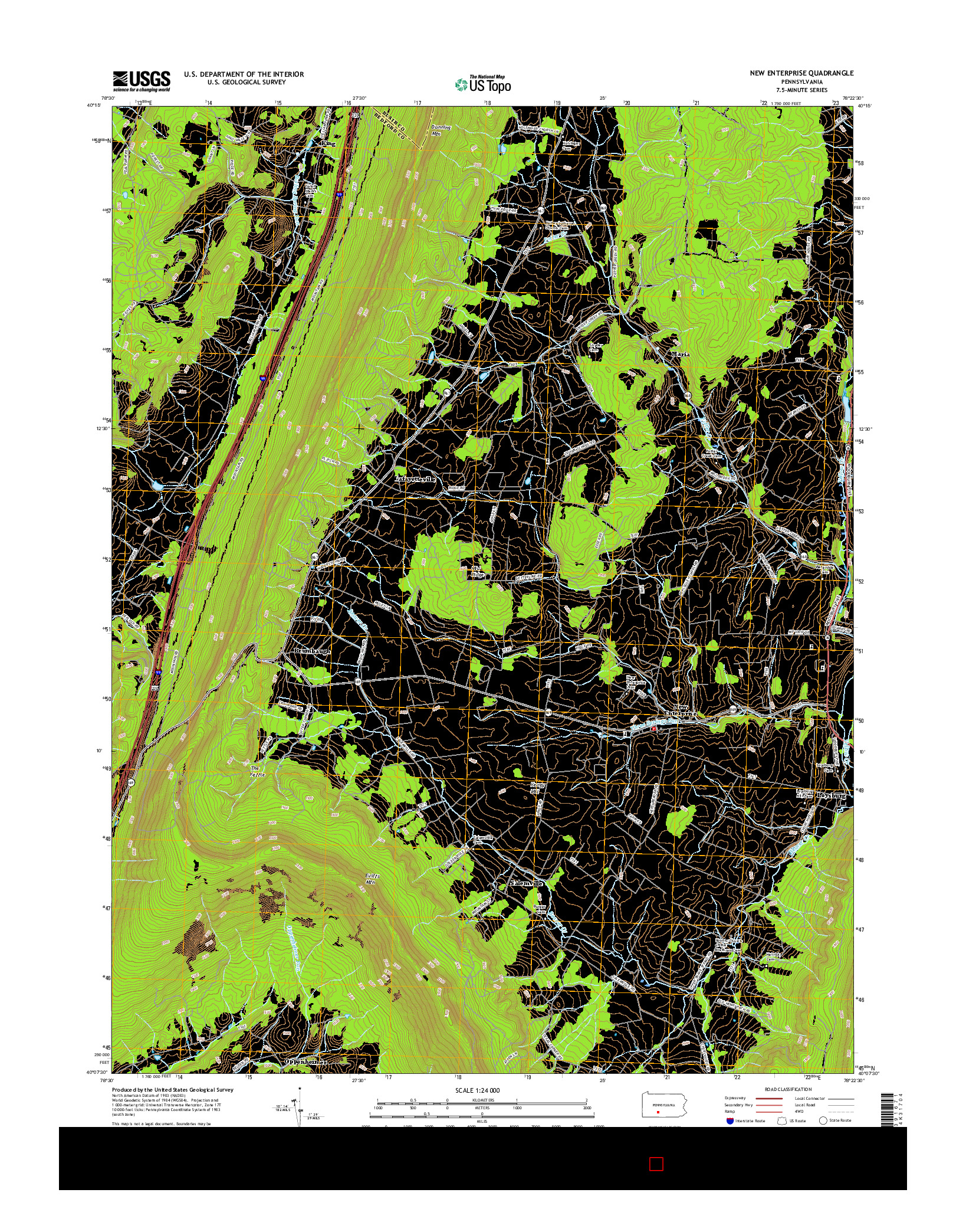 USGS US TOPO 7.5-MINUTE MAP FOR NEW ENTERPRISE, PA 2016
