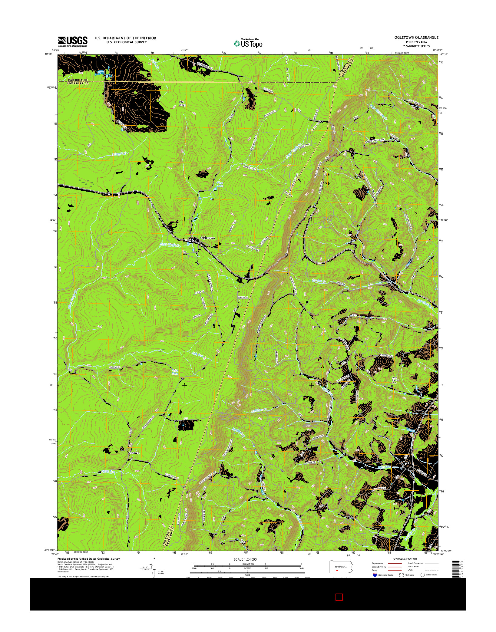 USGS US TOPO 7.5-MINUTE MAP FOR OGLETOWN, PA 2016