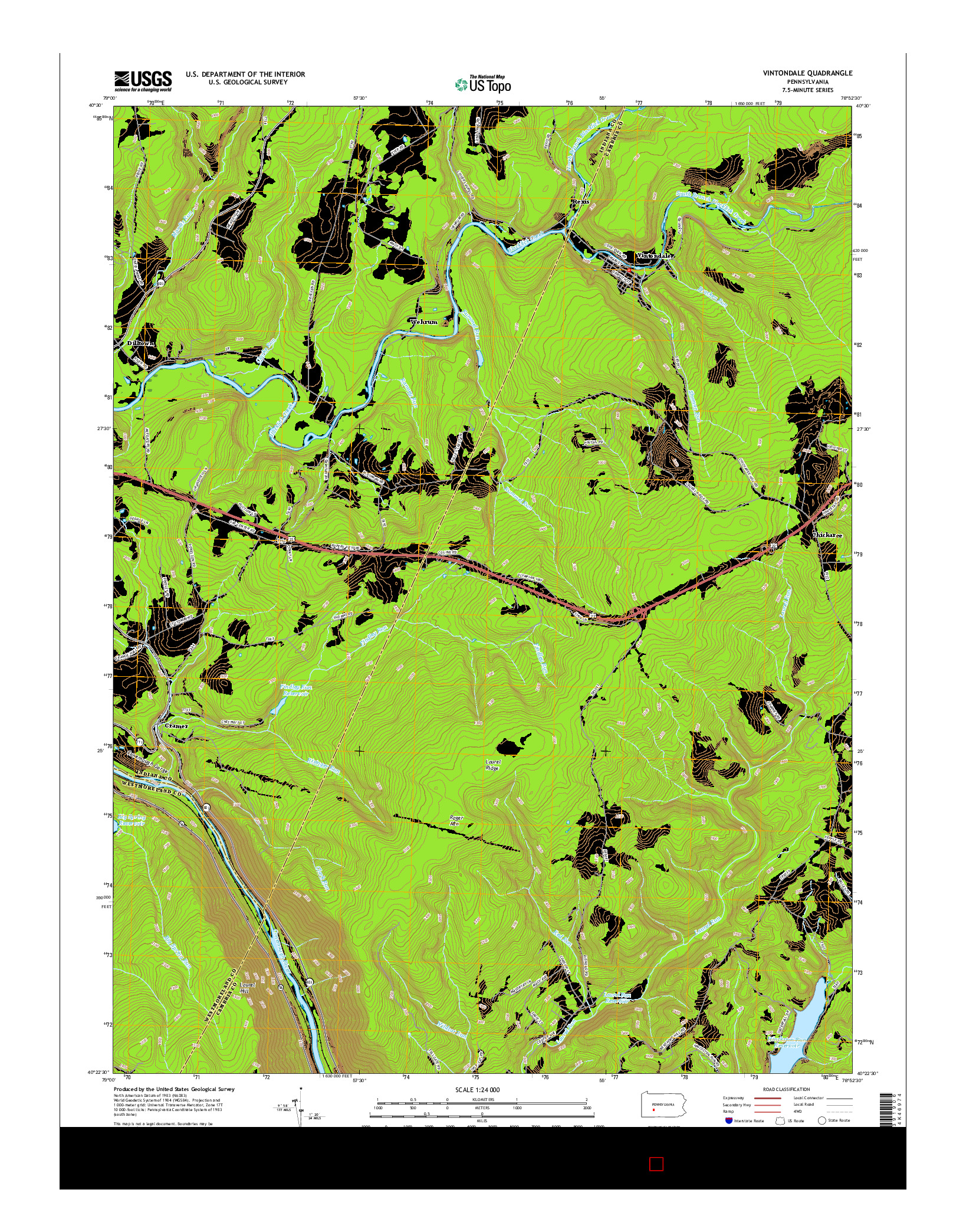 USGS US TOPO 7.5-MINUTE MAP FOR VINTONDALE, PA 2016