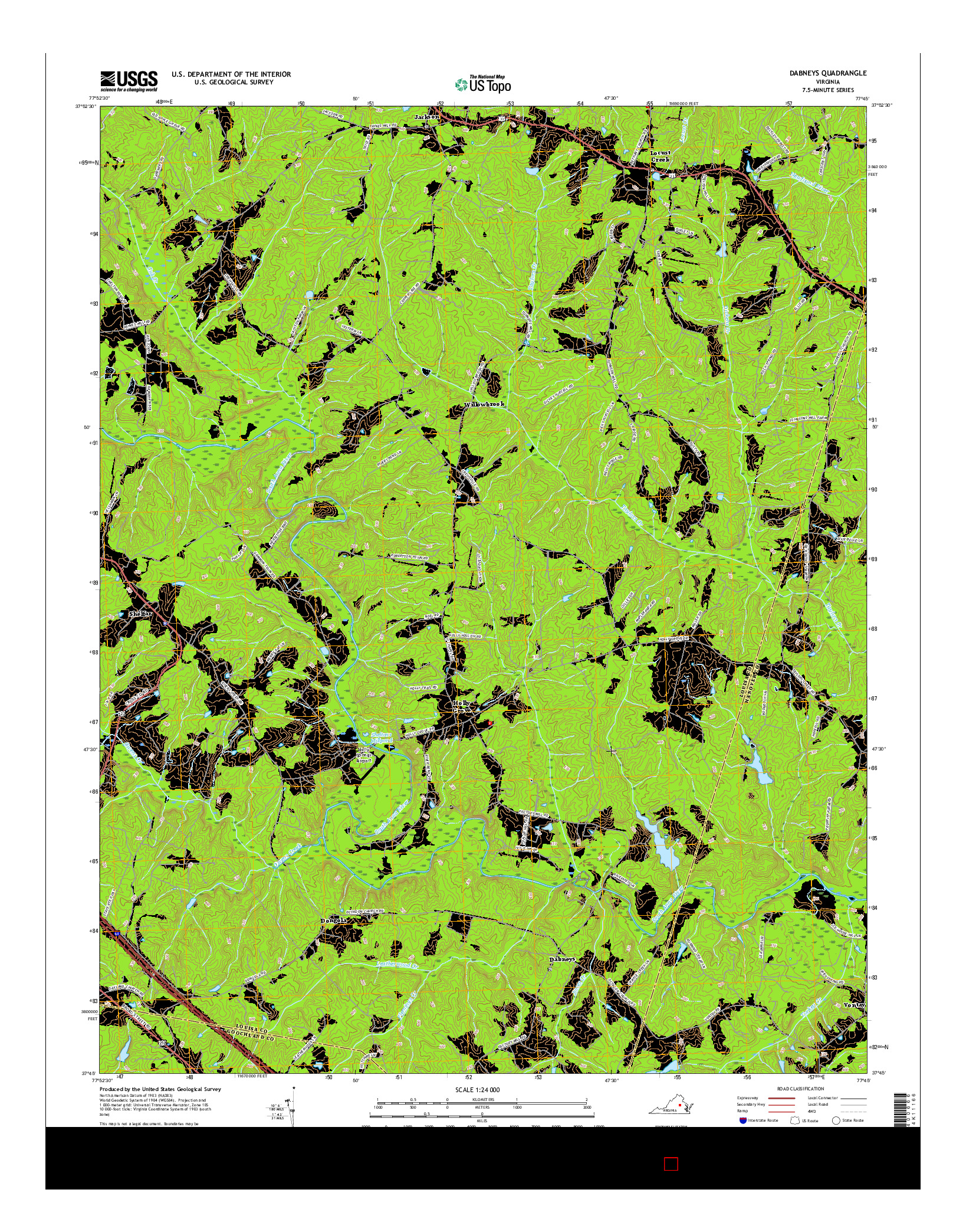 USGS US TOPO 7.5-MINUTE MAP FOR DABNEYS, VA 2016