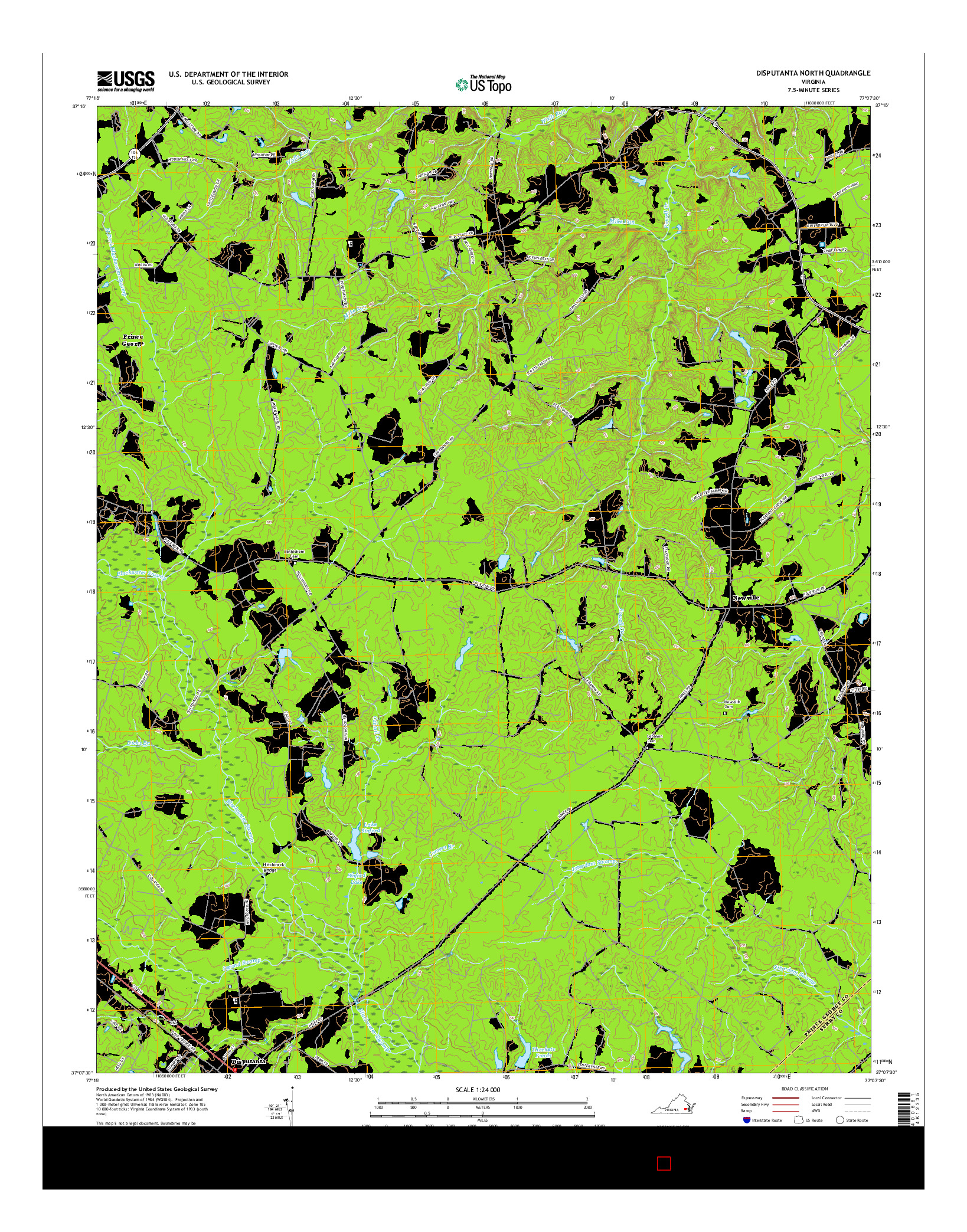 USGS US TOPO 7.5-MINUTE MAP FOR DISPUTANTA NORTH, VA 2016