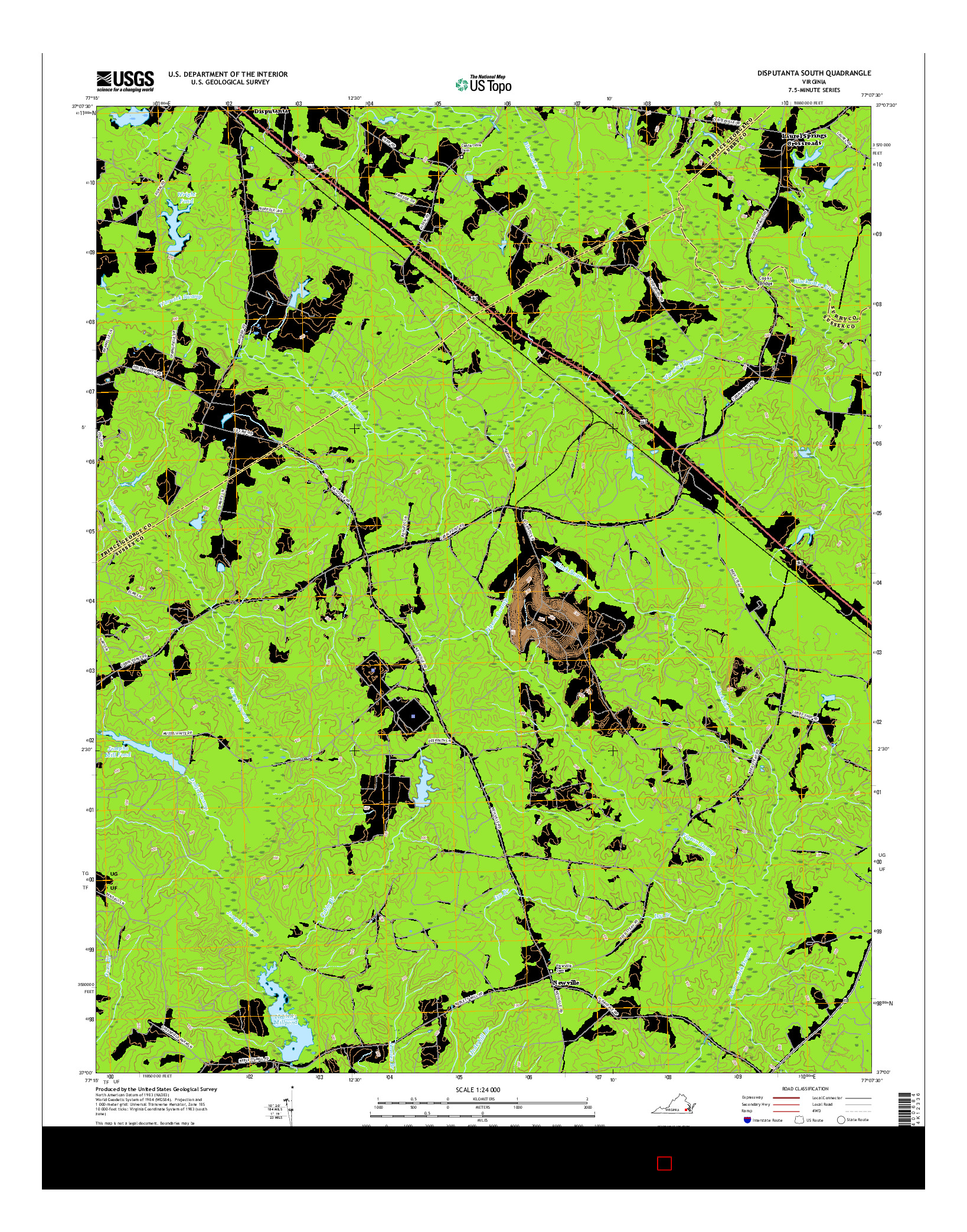 USGS US TOPO 7.5-MINUTE MAP FOR DISPUTANTA SOUTH, VA 2016