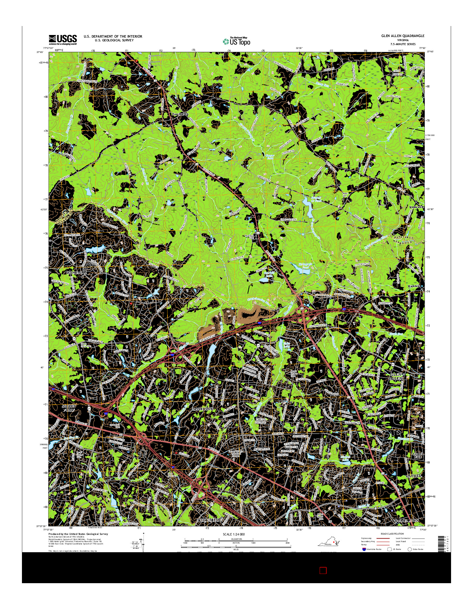 USGS US TOPO 7.5-MINUTE MAP FOR GLEN ALLEN, VA 2016