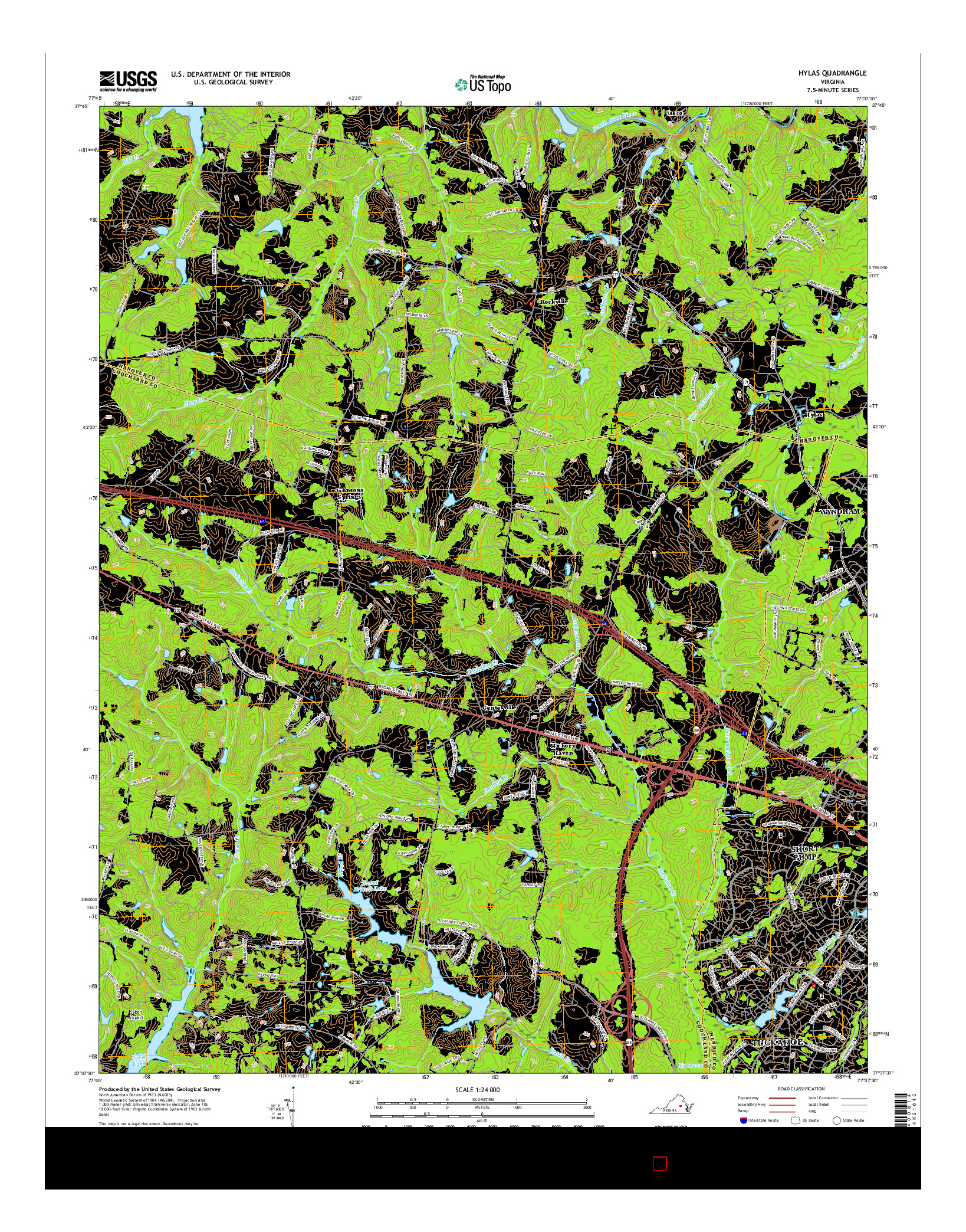 USGS US TOPO 7.5-MINUTE MAP FOR HYLAS, VA 2016