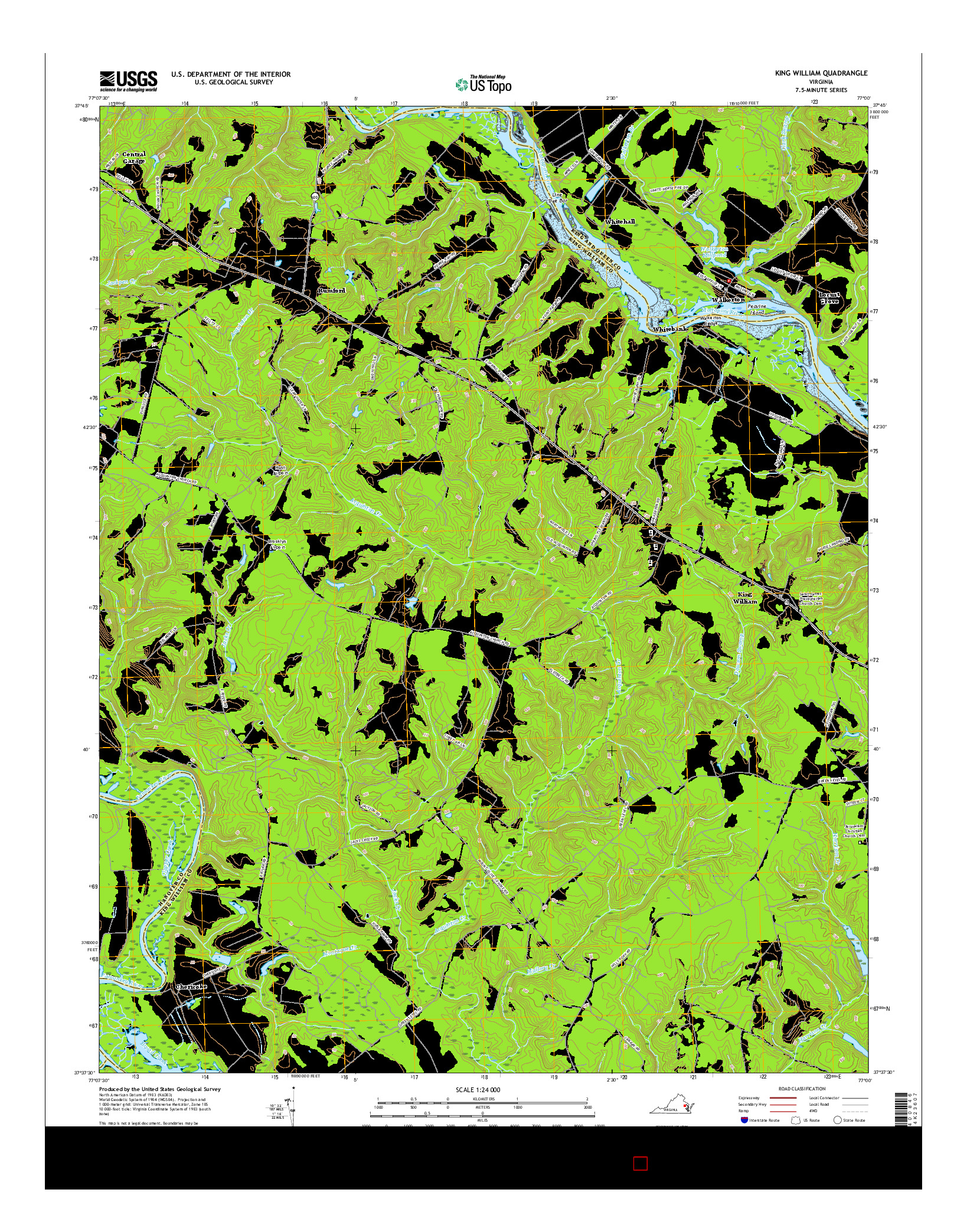 USGS US TOPO 7.5-MINUTE MAP FOR KING WILLIAM, VA 2016