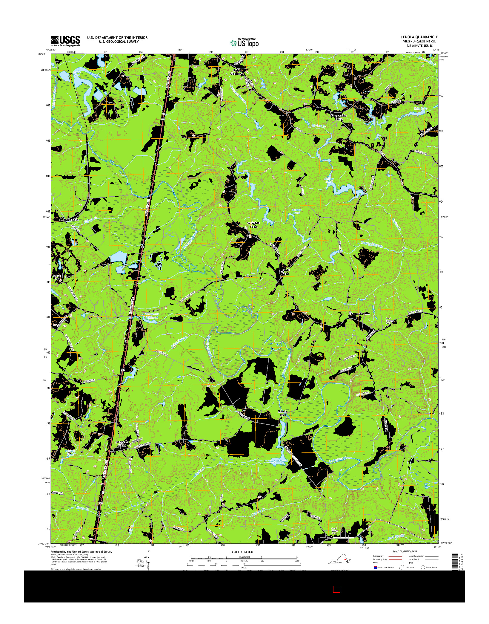 USGS US TOPO 7.5-MINUTE MAP FOR PENOLA, VA 2016