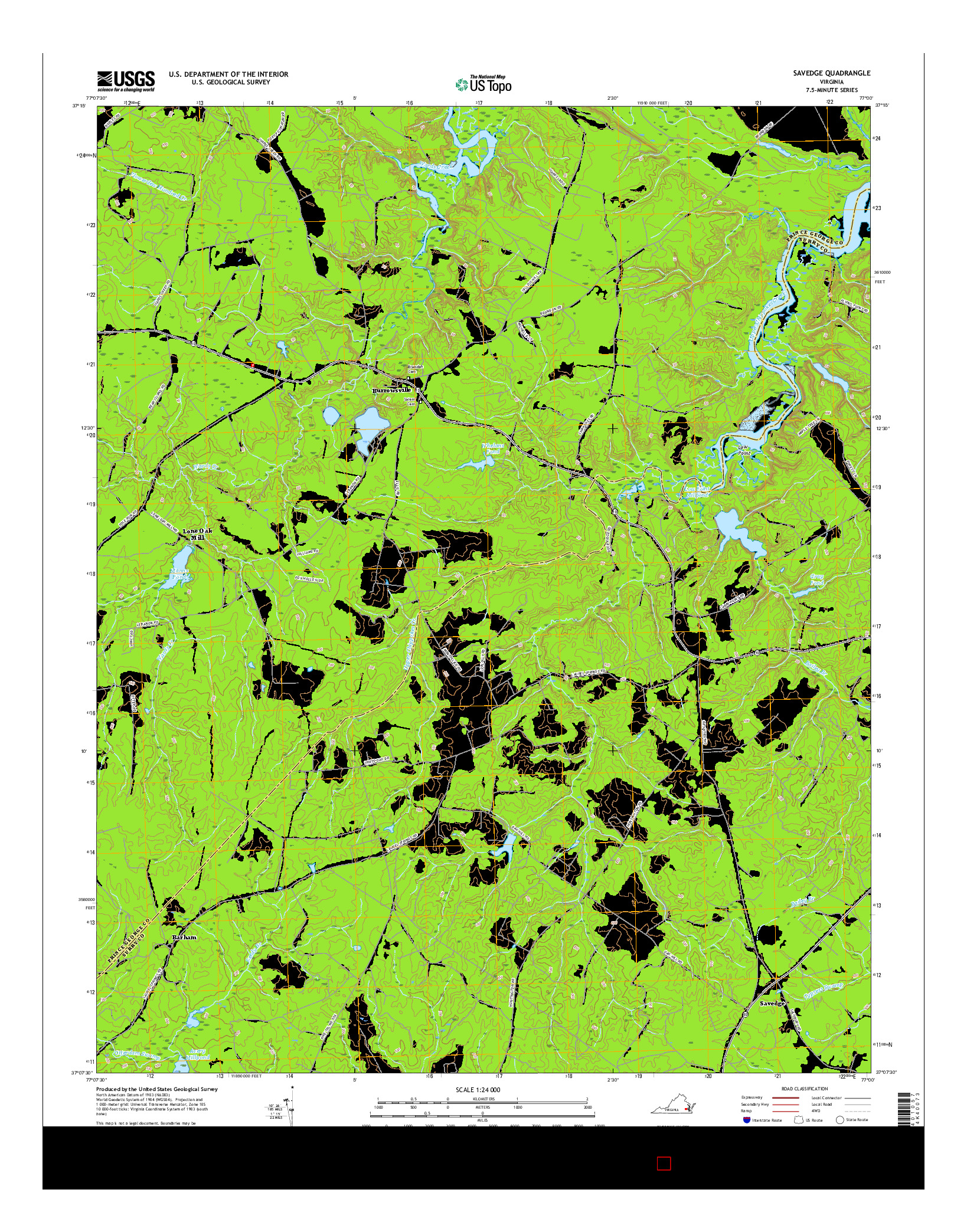 USGS US TOPO 7.5-MINUTE MAP FOR SAVEDGE, VA 2016