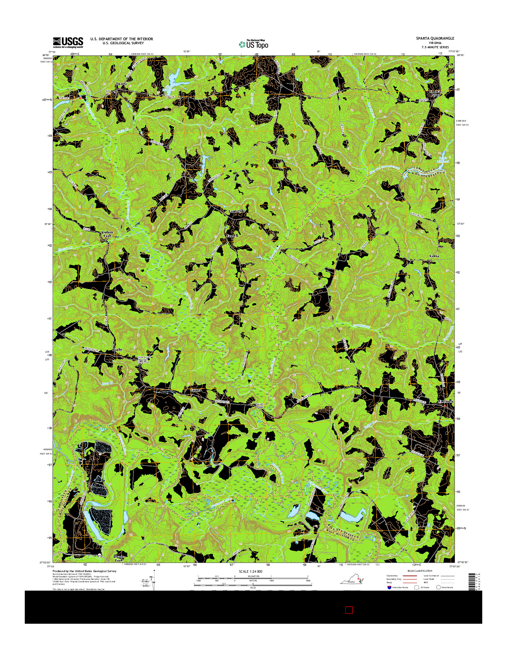 USGS US TOPO 7.5-MINUTE MAP FOR SPARTA, VA 2016