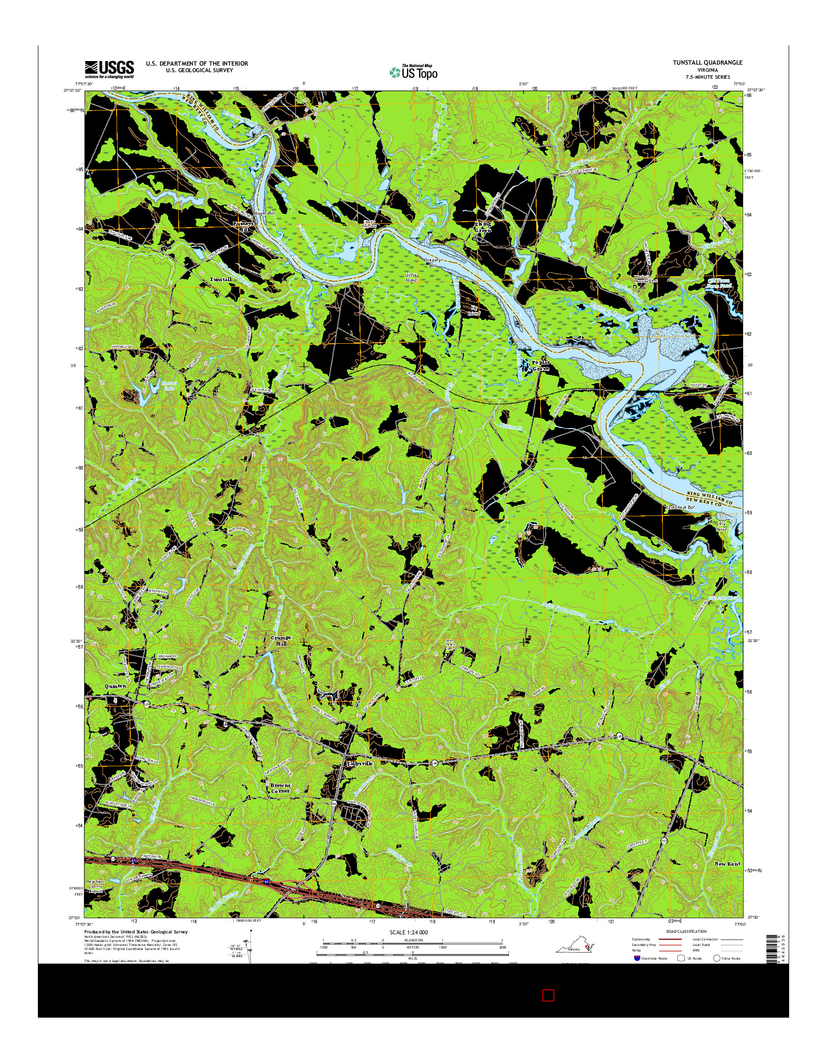 USGS US TOPO 7.5-MINUTE MAP FOR TUNSTALL, VA 2016