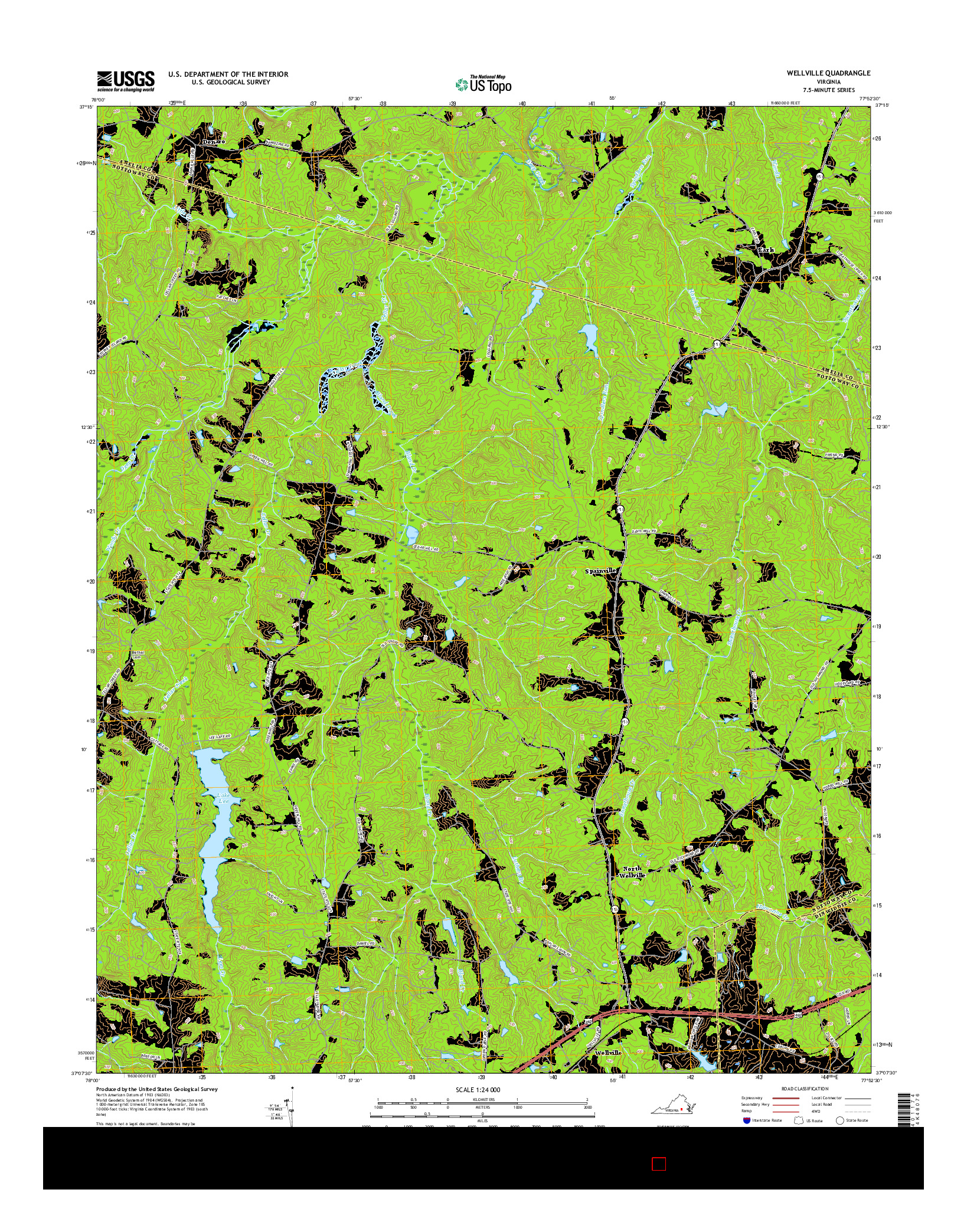 USGS US TOPO 7.5-MINUTE MAP FOR WELLVILLE, VA 2016