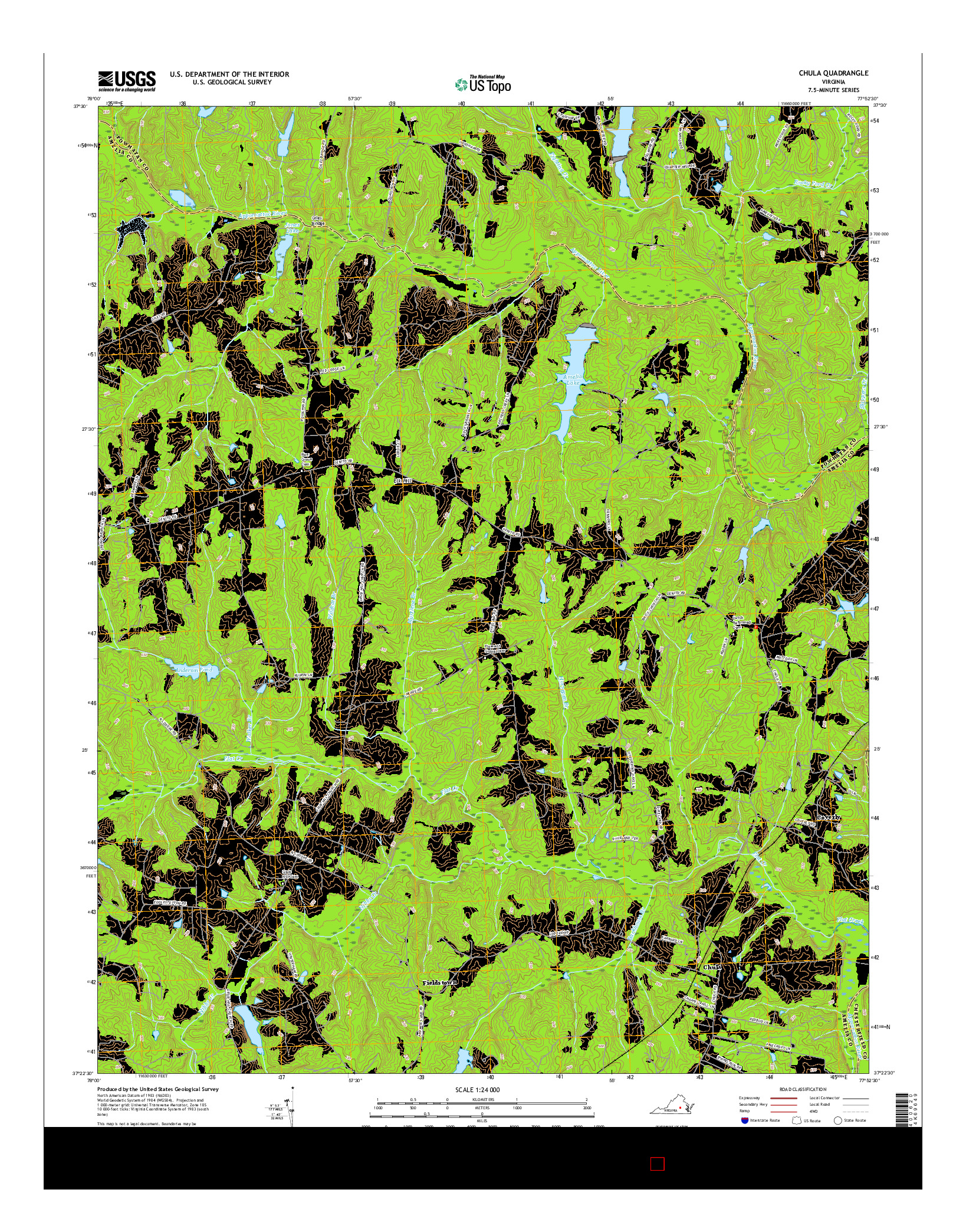 USGS US TOPO 7.5-MINUTE MAP FOR CHULA, VA 2016