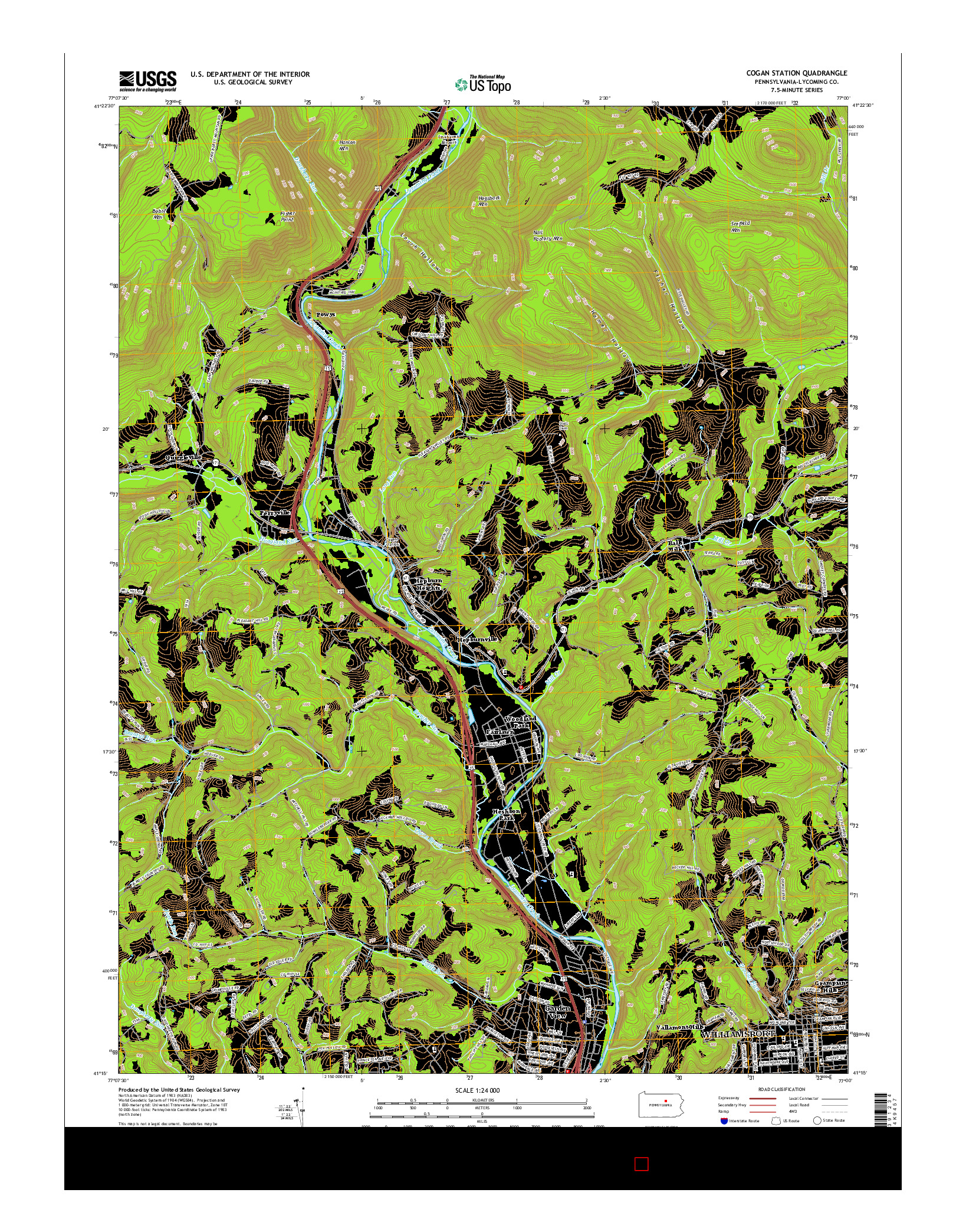 USGS US TOPO 7.5-MINUTE MAP FOR COGAN STATION, PA 2016