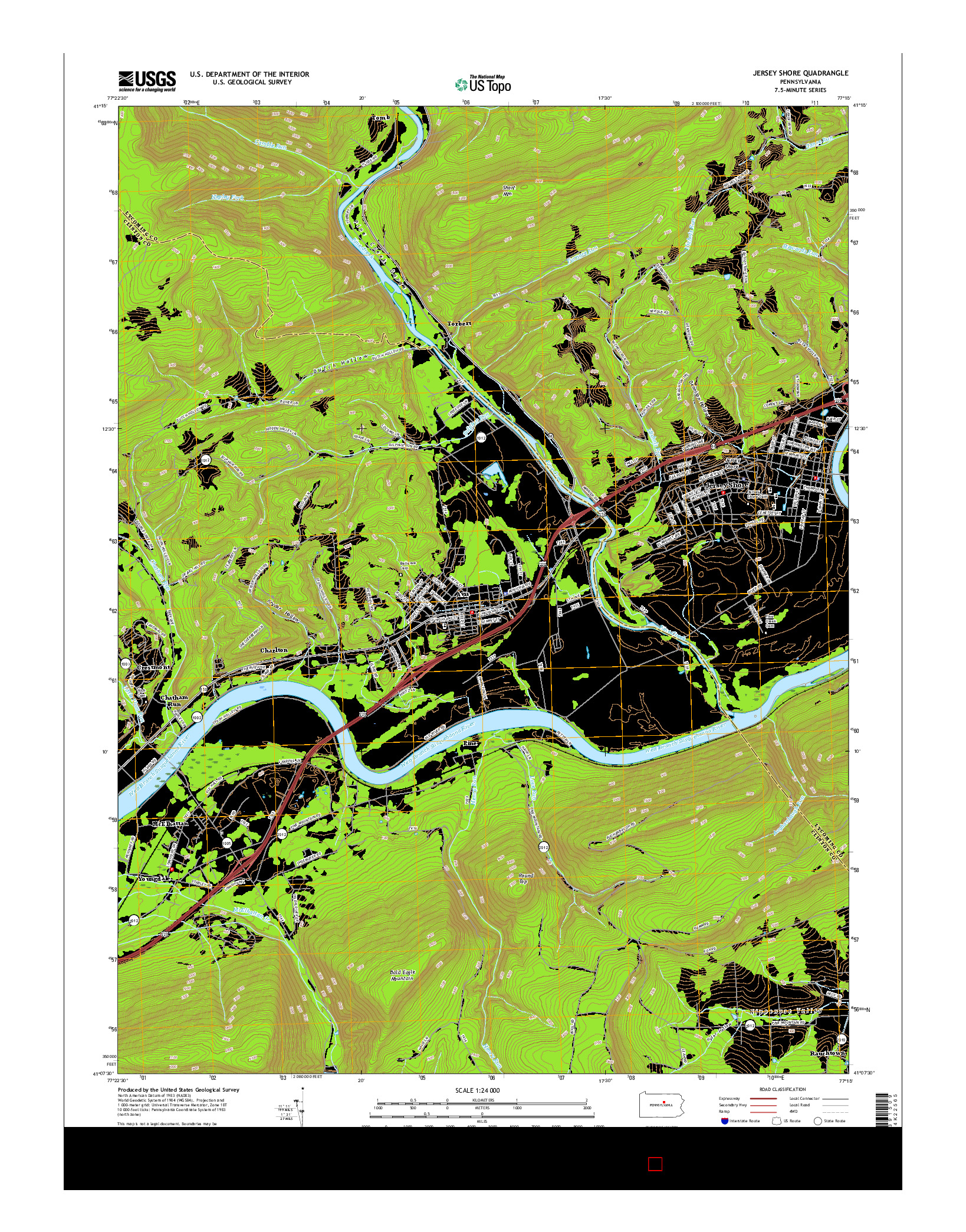 USGS US TOPO 7.5-MINUTE MAP FOR JERSEY SHORE, PA 2016