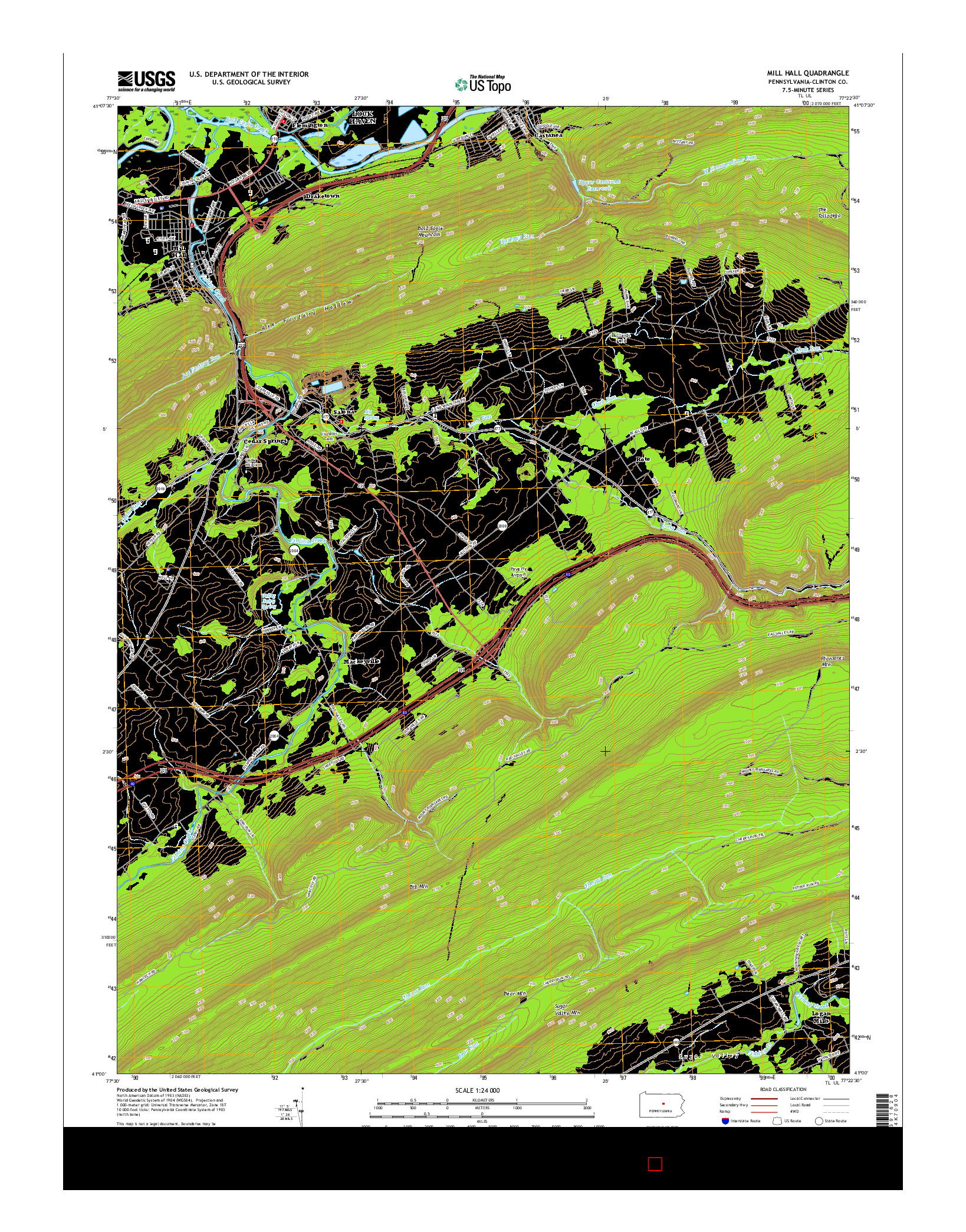 USGS US TOPO 7.5-MINUTE MAP FOR MILL HALL, PA 2016