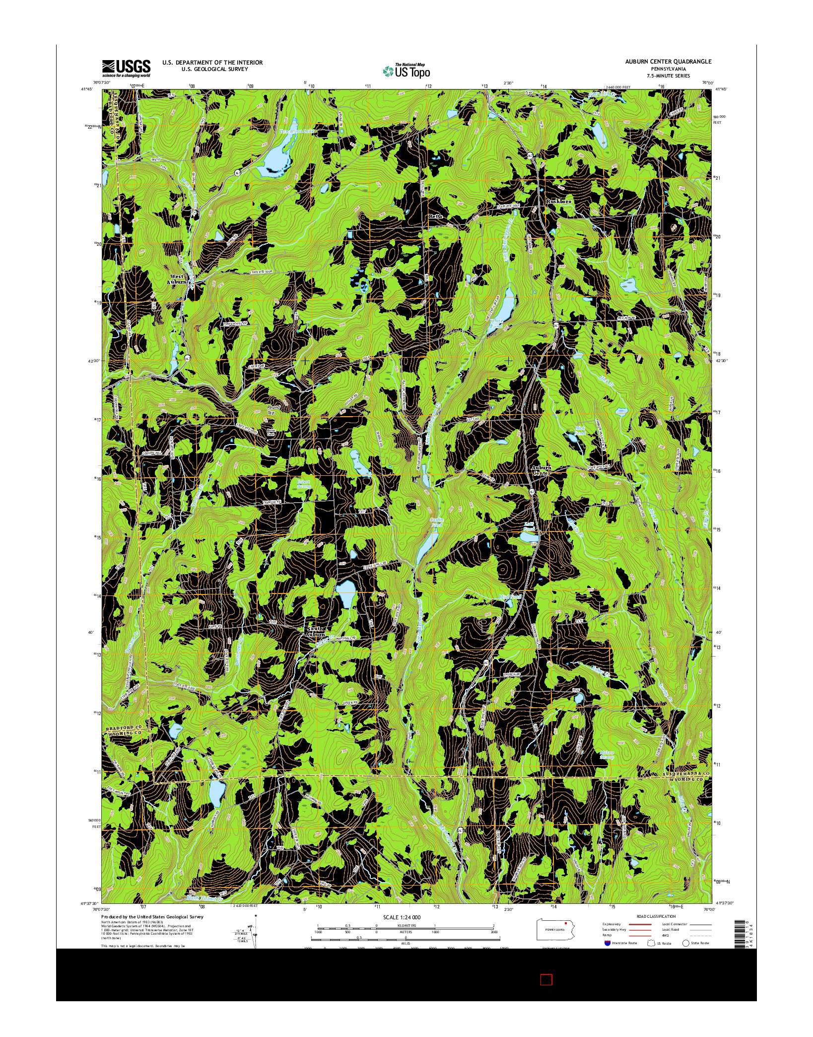 USGS US TOPO 7.5-MINUTE MAP FOR AUBURN CENTER, PA 2016