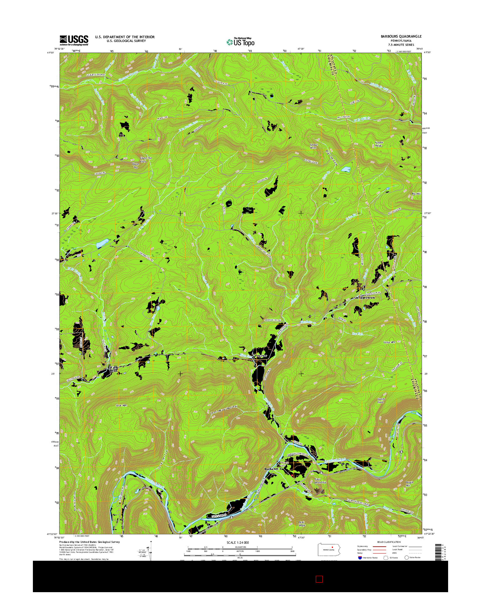 USGS US TOPO 7.5-MINUTE MAP FOR BARBOURS, PA 2016