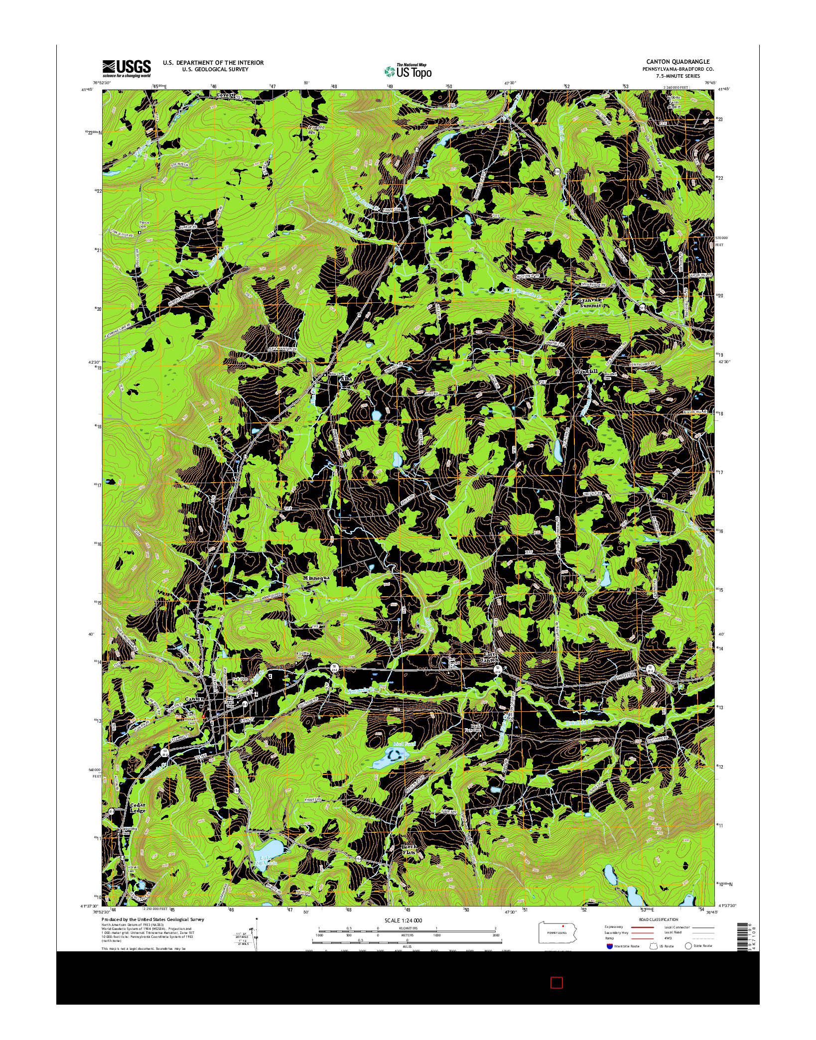 USGS US TOPO 7.5-MINUTE MAP FOR CANTON, PA 2016