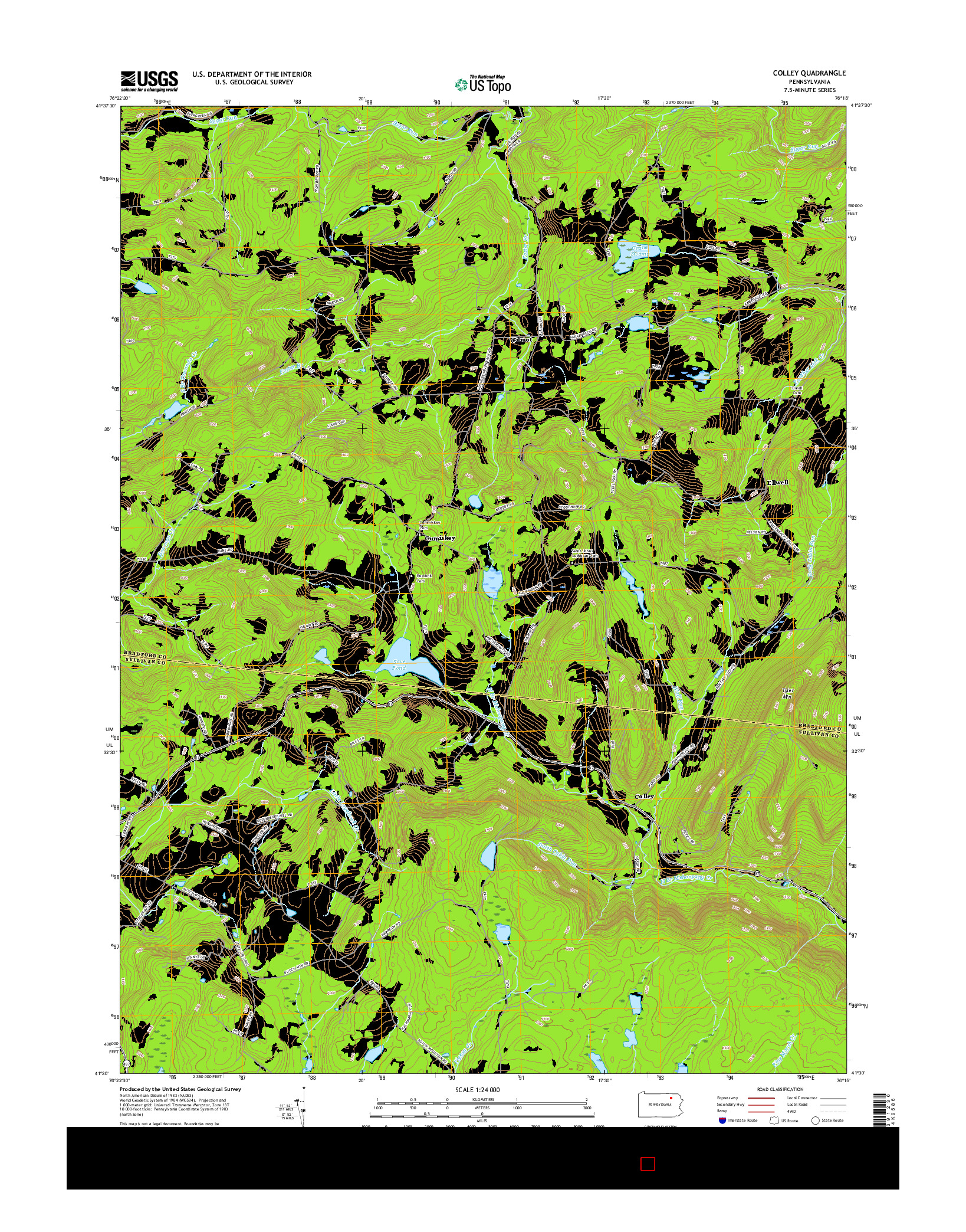 USGS US TOPO 7.5-MINUTE MAP FOR COLLEY, PA 2016