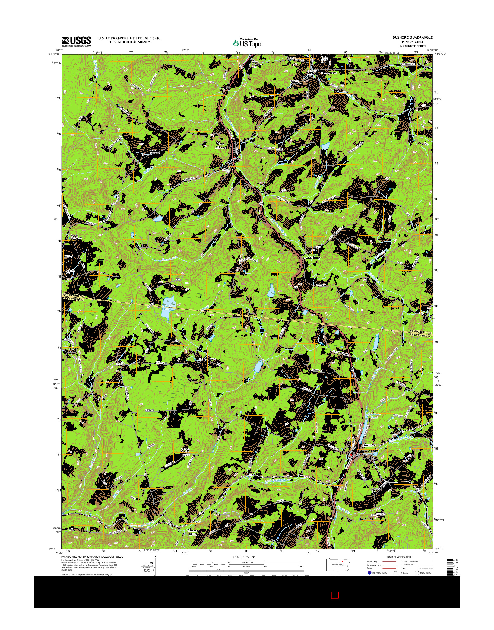 USGS US TOPO 7.5-MINUTE MAP FOR DUSHORE, PA 2016